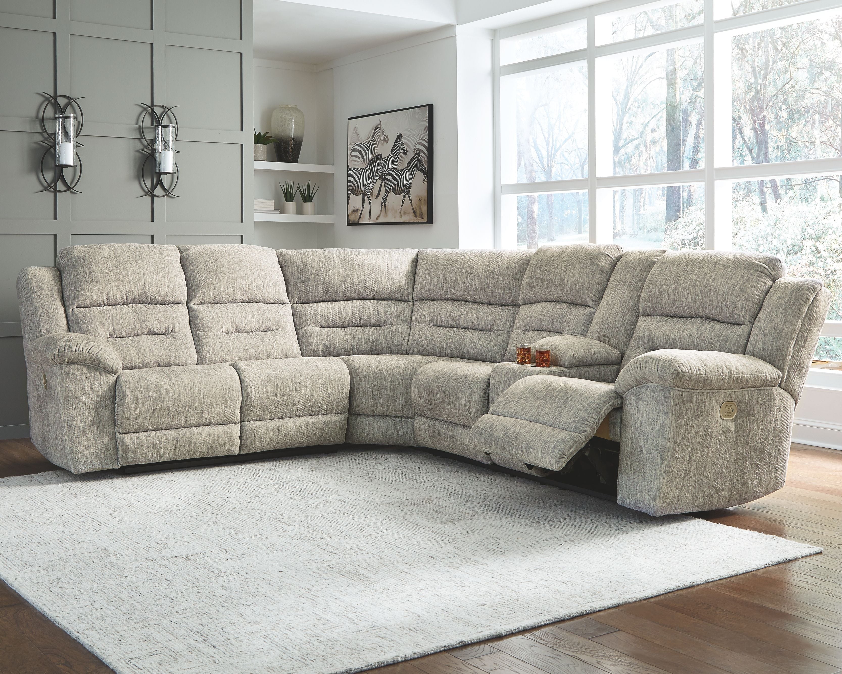 Family Den Gray Power Reclining Sectional-Millennium® by Ashley-American Furniture Outlet