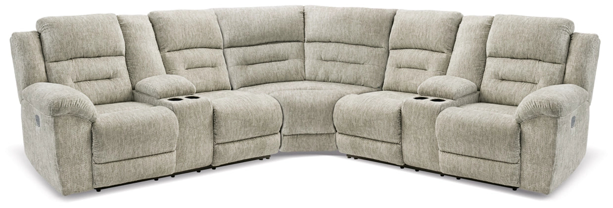 Family Den Gray Power Reclining Sectional-Millennium® by Ashley-American Furniture Outlet