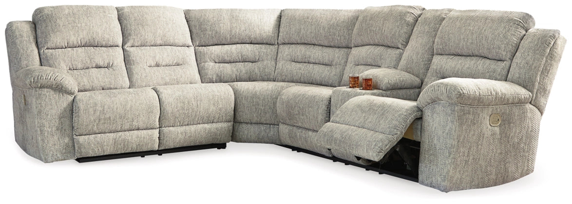 Family Den Gray Power Reclining Sectional-Millennium® by Ashley-American Furniture Outlet