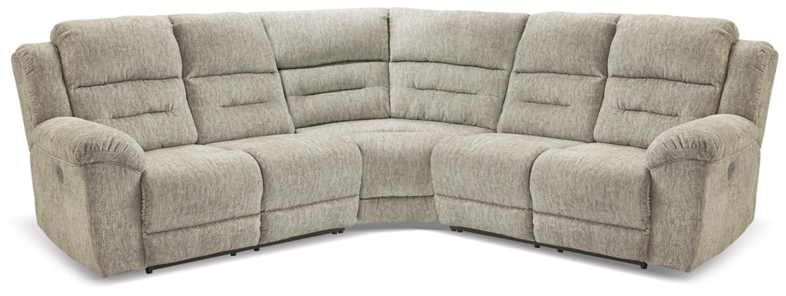 Family Den Pewter Power Reclining Sectional-Signature Design by Ashley®-American Furniture Outlet