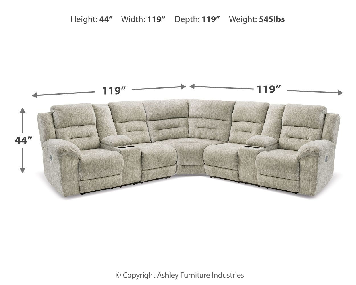 Family Den Pewter Power Reclining Sectional-Signature Design by Ashley®-American Furniture Outlet