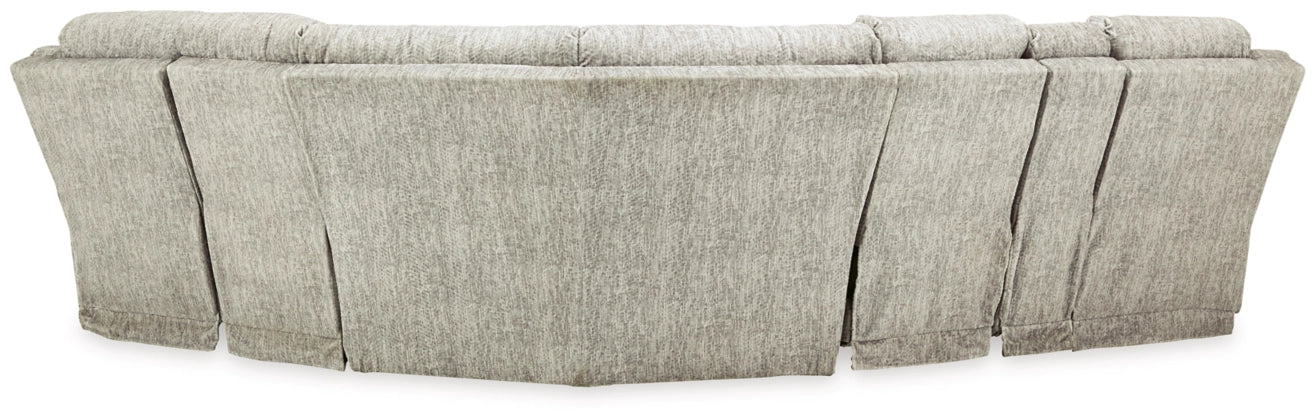 Family Den Pewter Power Reclining Sectional-Signature Design by Ashley®-American Furniture Outlet