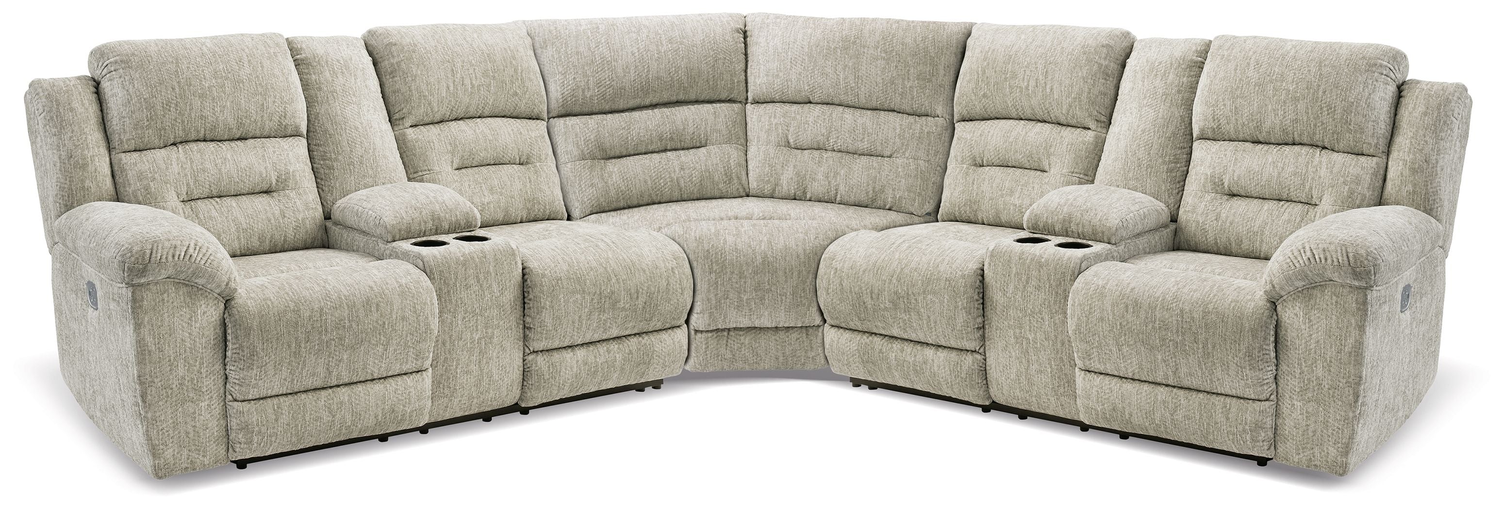 Family Den Pewter Power Reclining Sectional-Signature Design by Ashley®-American Furniture Outlet