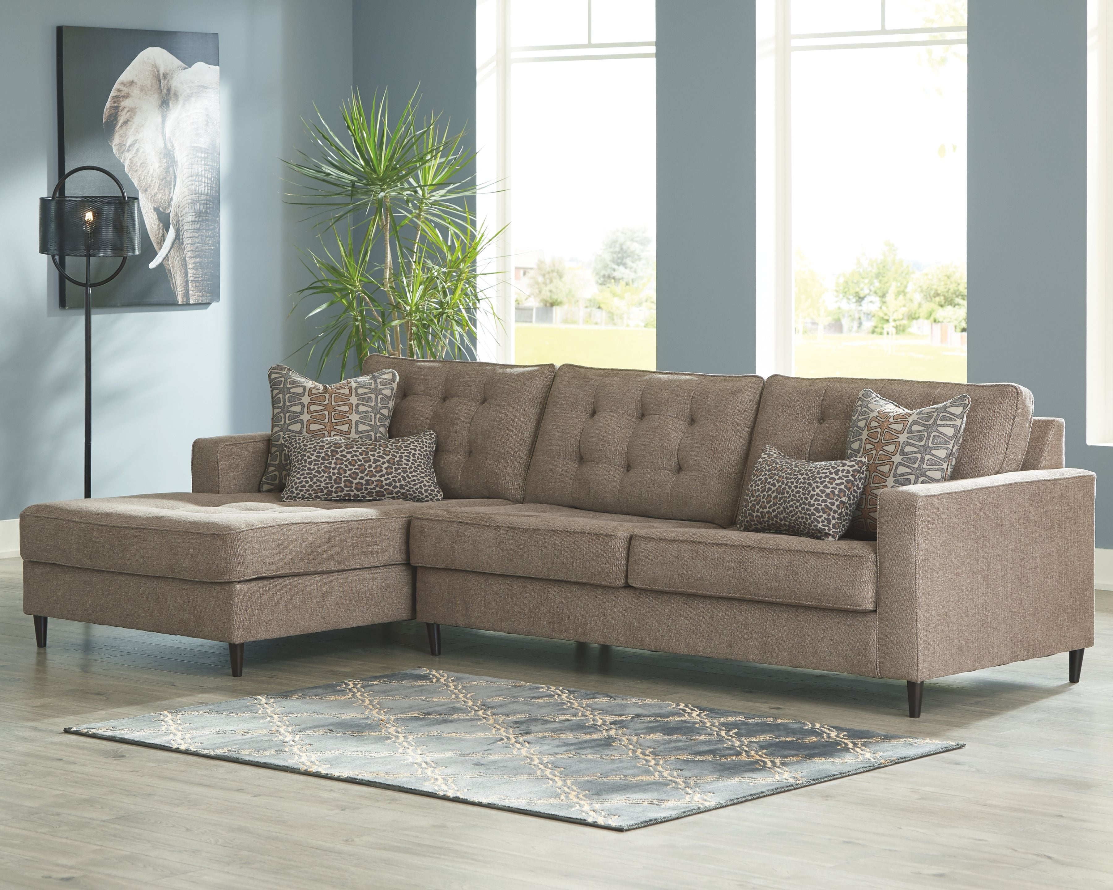 Flintshire Brown L Shaped Sectional-Signature Design by Ashley®-American Furniture Outlet