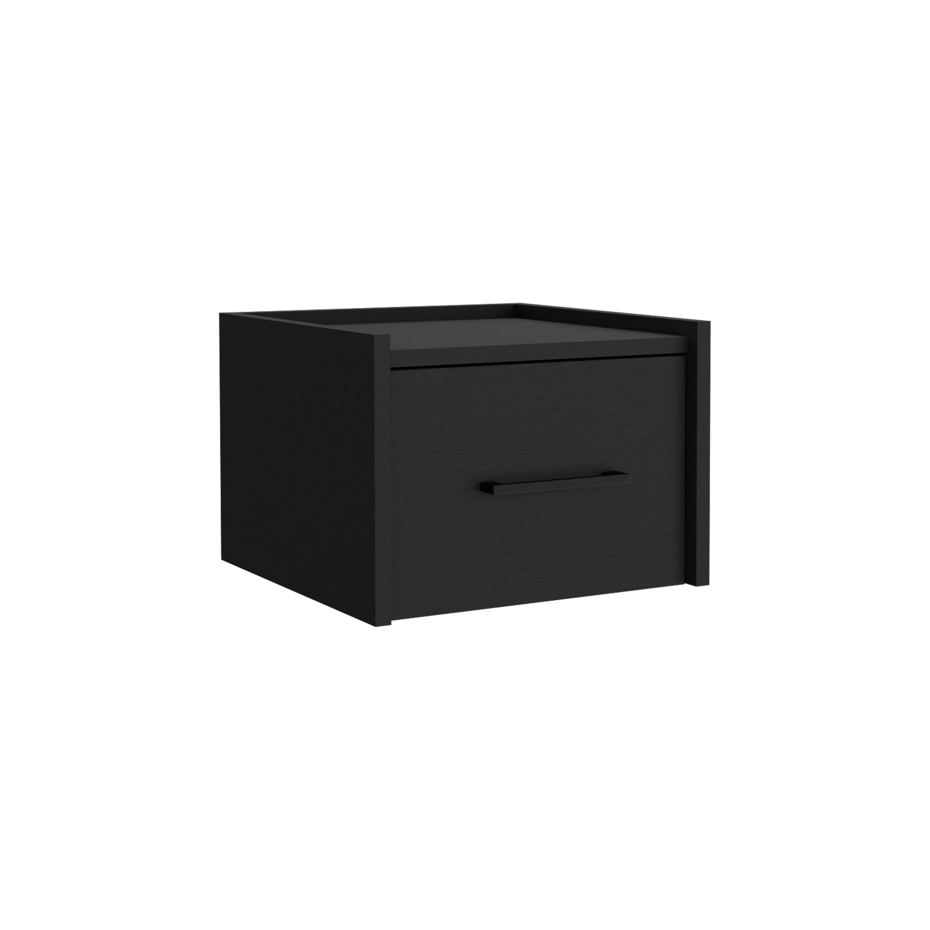 Floating Nightstand w/ Drawer, Black-American Furniture Outlet