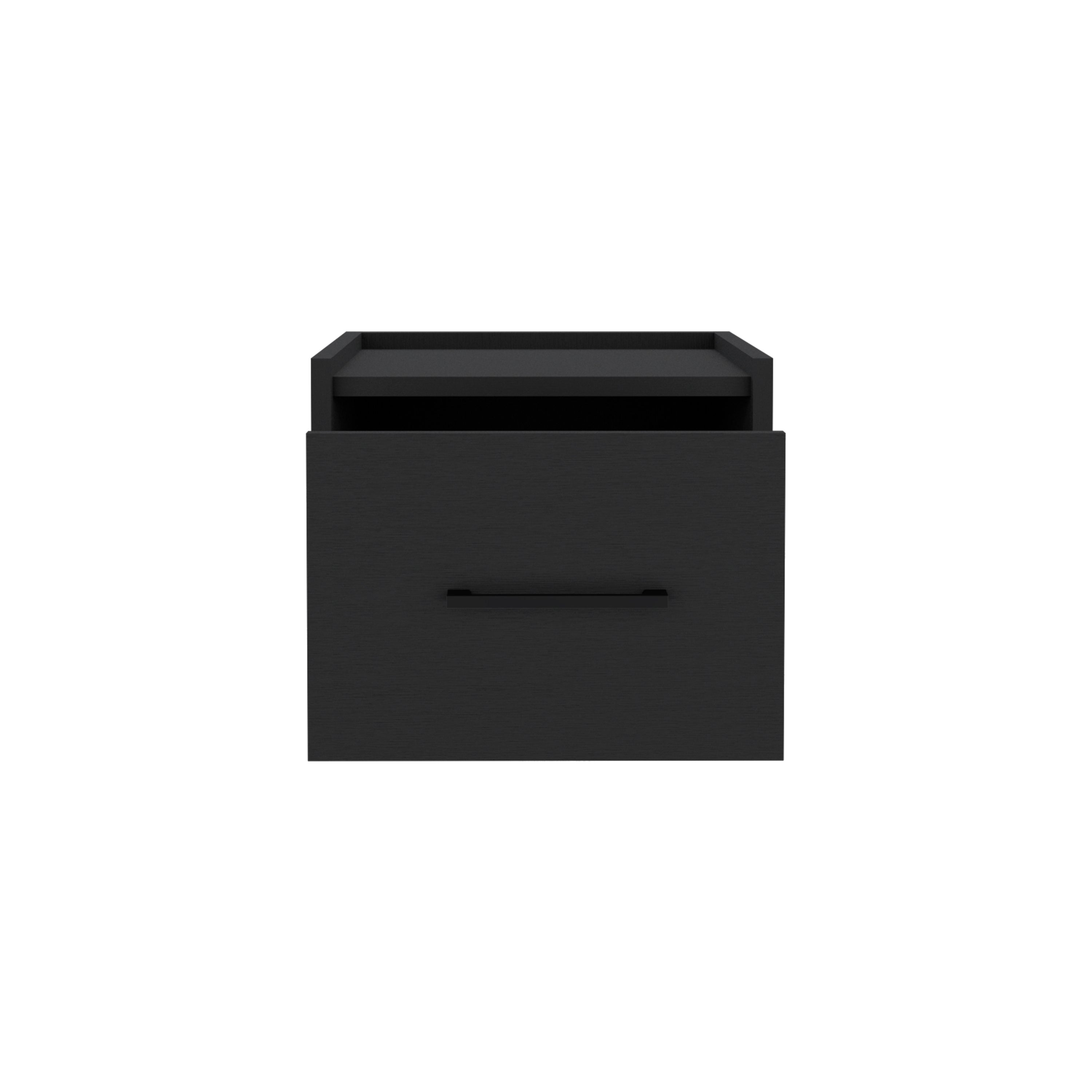 Floating Nightstand w/ Drawer, Black-American Furniture Outlet