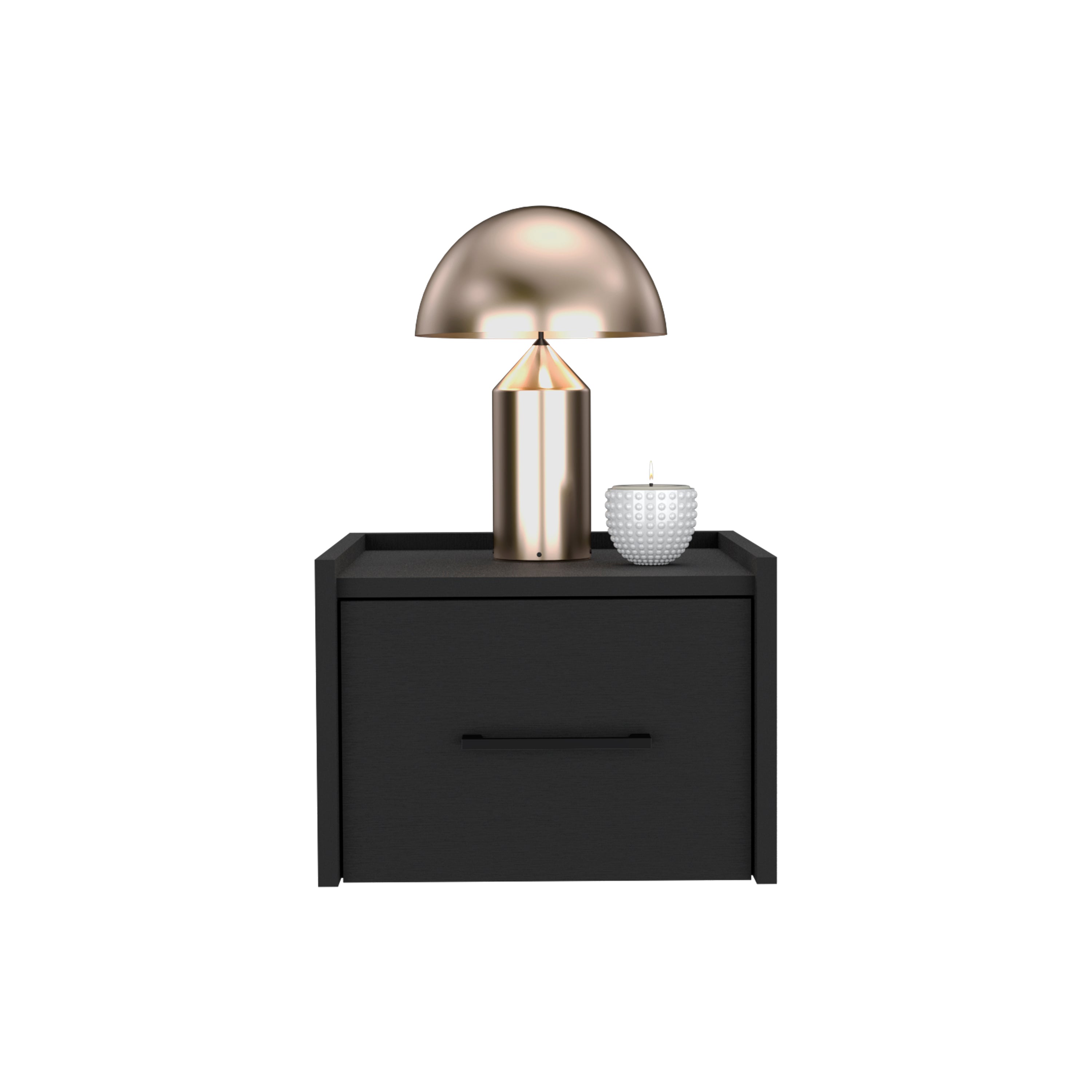 Floating Nightstand w/ Drawer, Black-American Furniture Outlet