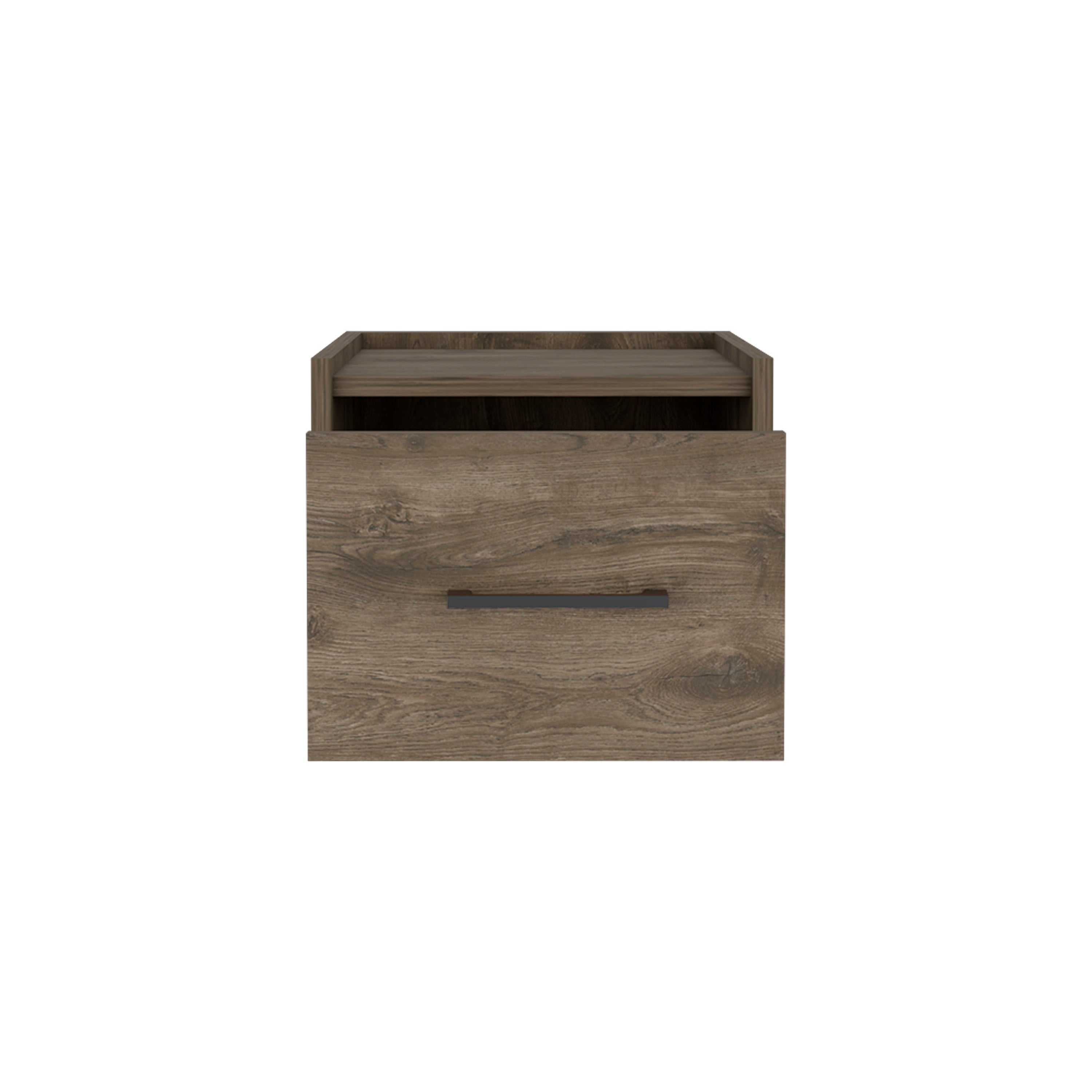 Floating Nightstand w/ Drawer, Dark Brown-American Furniture Outlet