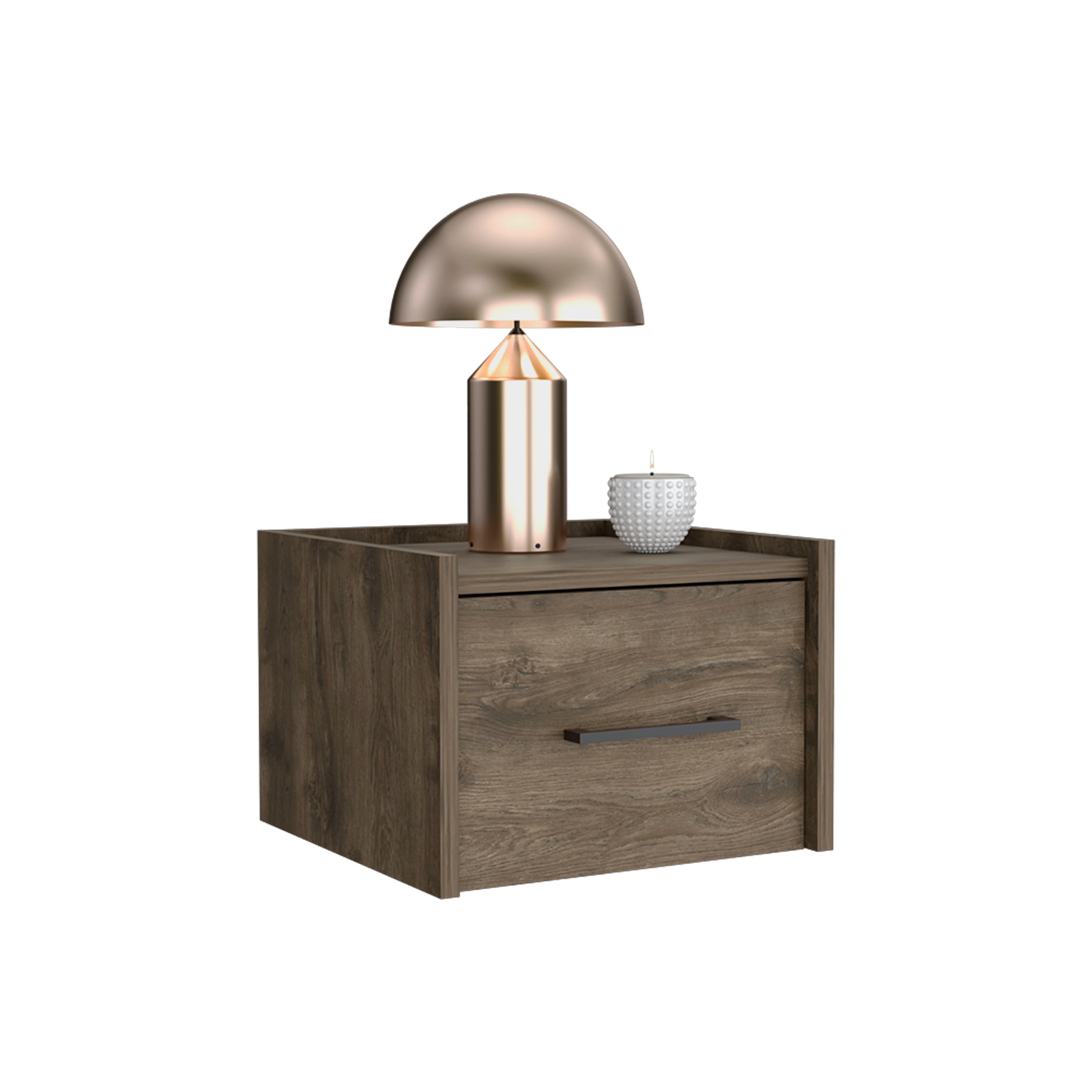 Floating Nightstand w/ Drawer, Dark Brown-American Furniture Outlet
