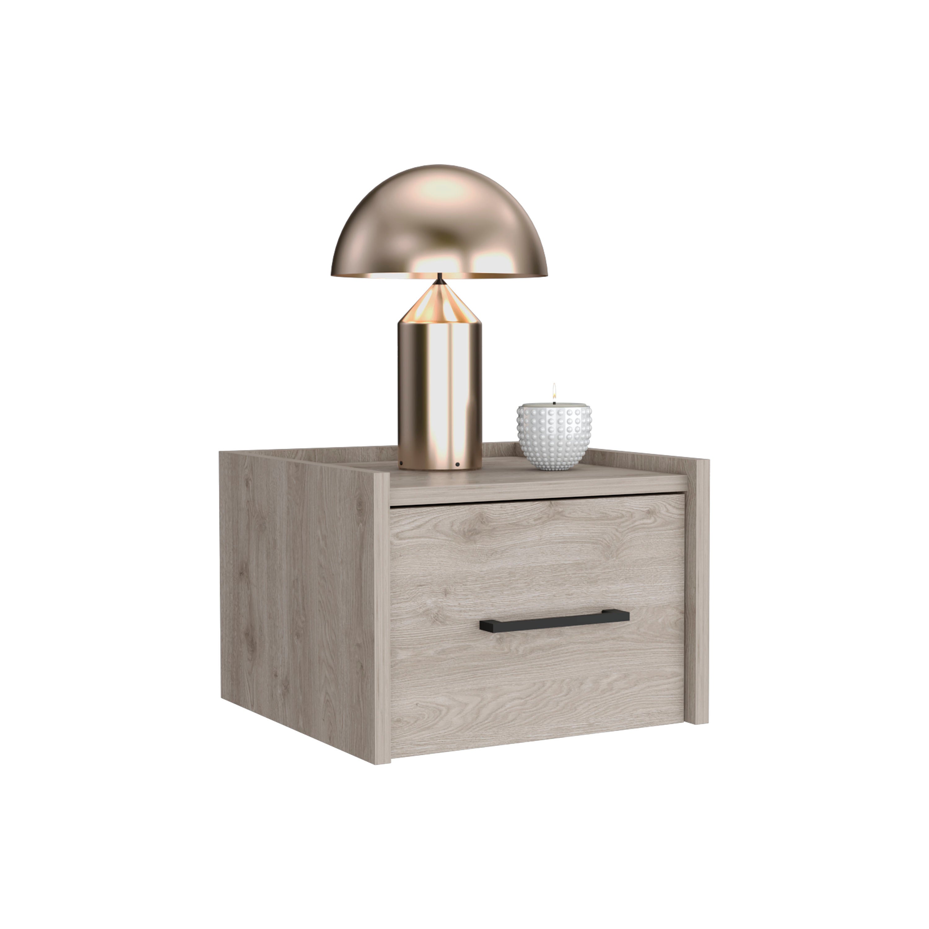Floating Nightstand w/ Drawer, Light Gray-American Furniture Outlet