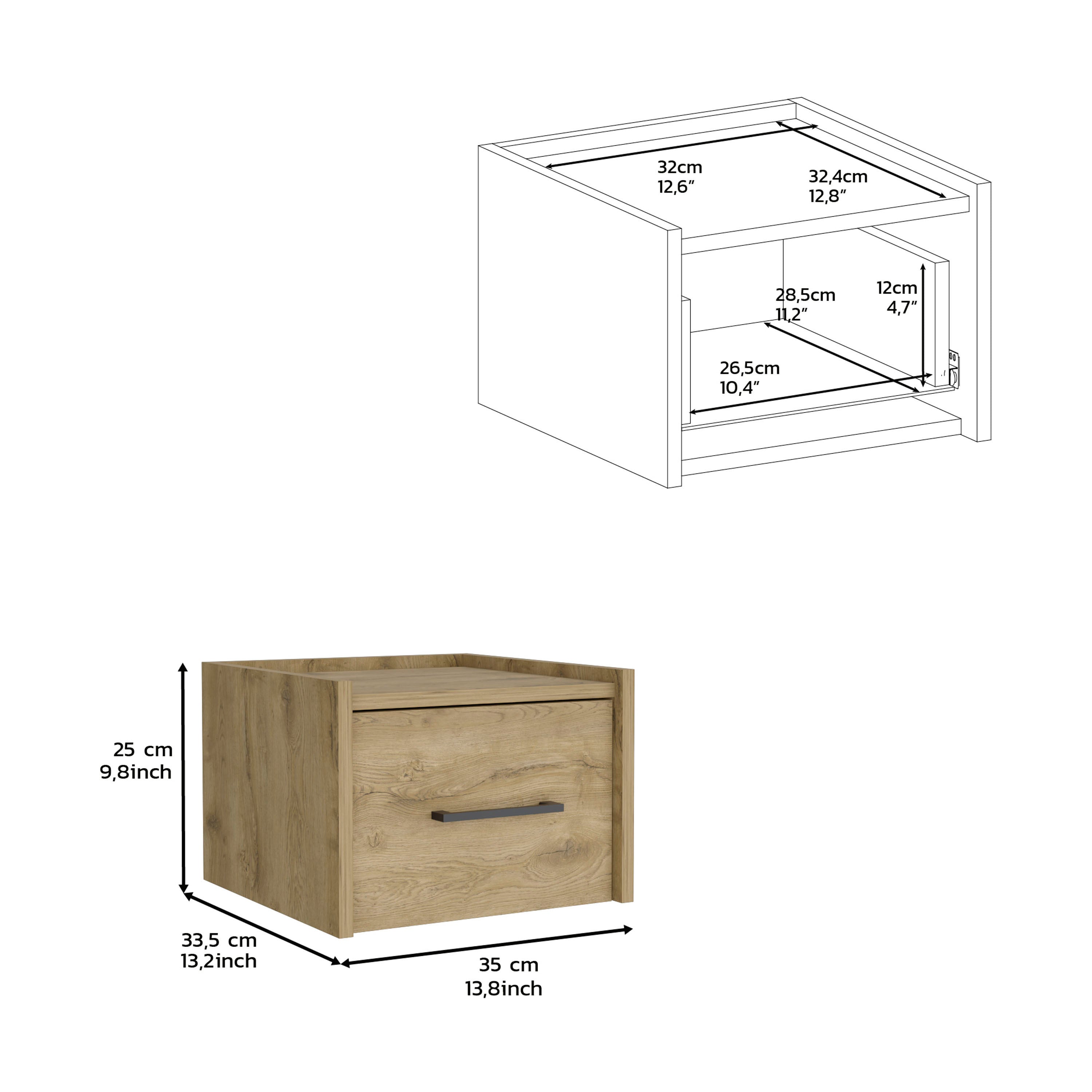 Floating Nightstand w/ Drawer, Macadamia-American Furniture Outlet