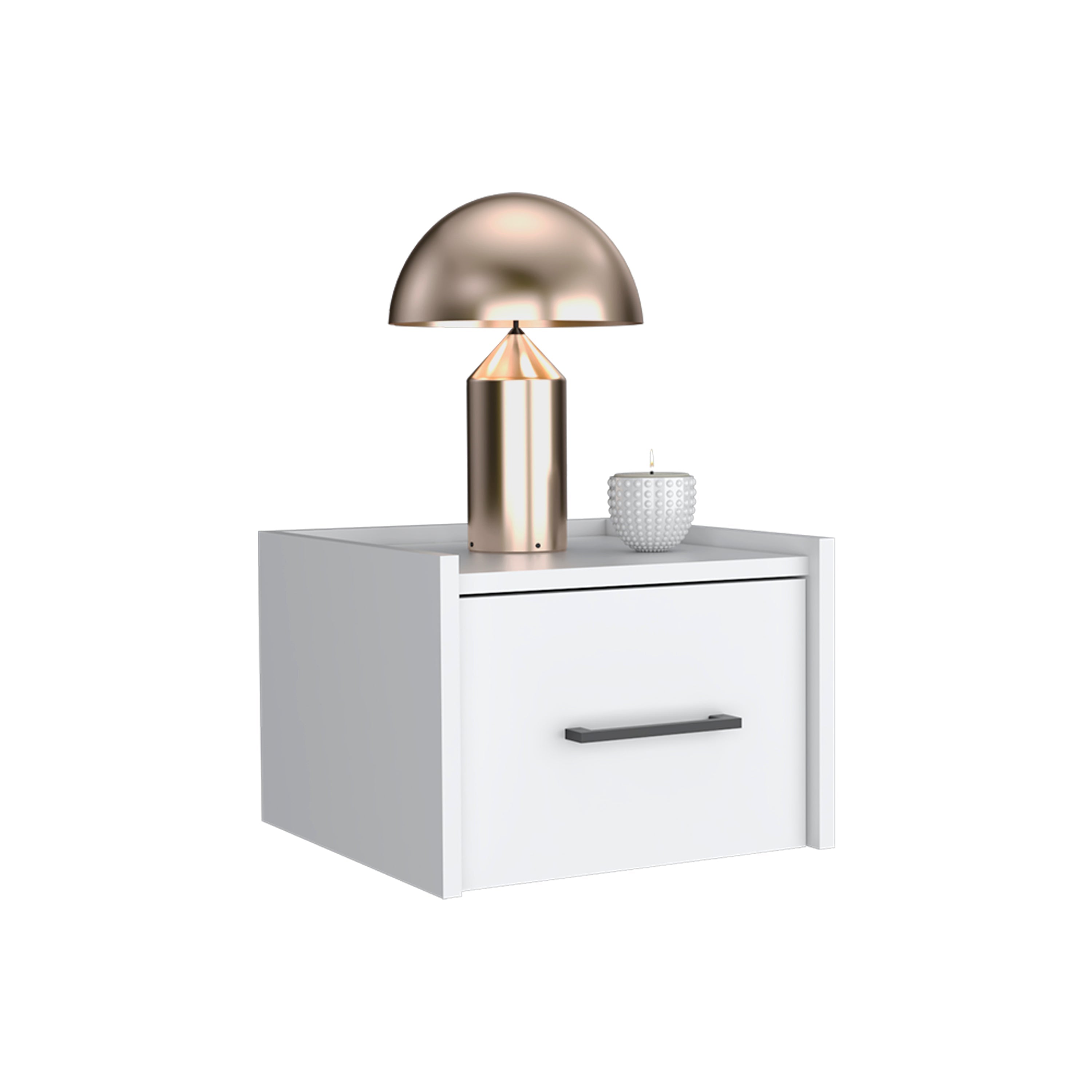 Floating Nightstand w/ Drawer - White-American Furniture Outlet
