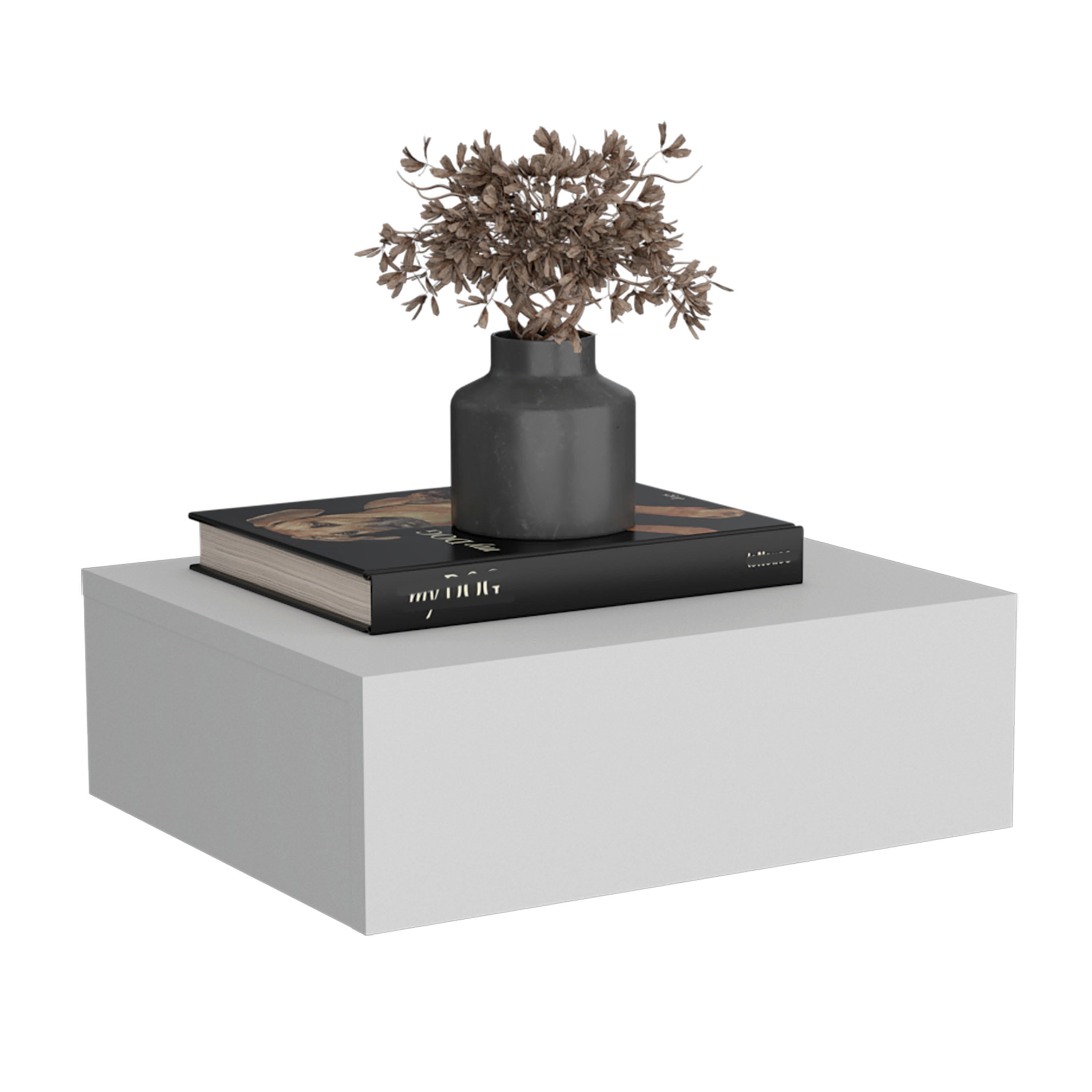 Floating Nightstand w/ Drawer - White-American Furniture Outlet