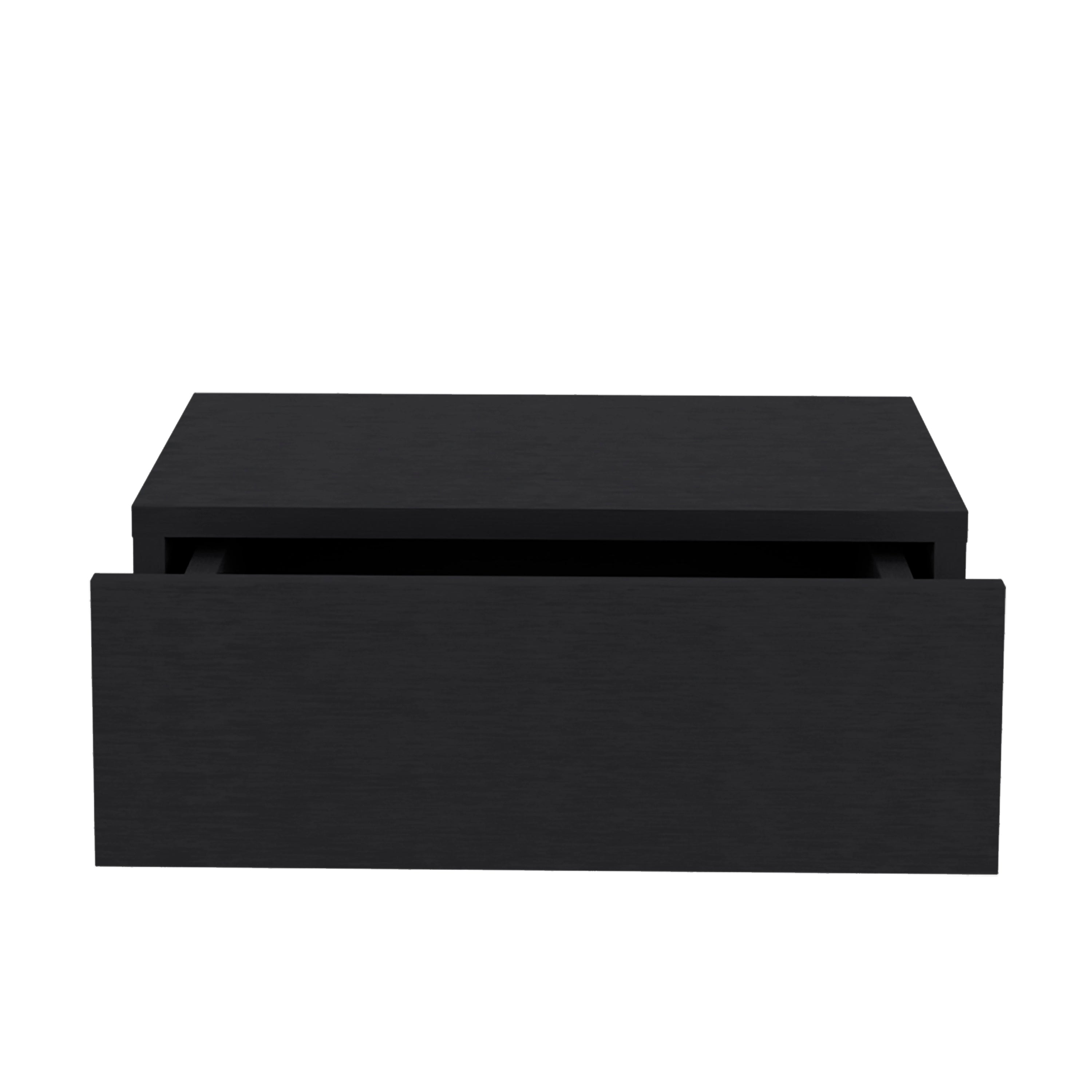 Floating Nightstand with Drawer - Black-American Furniture Outlet