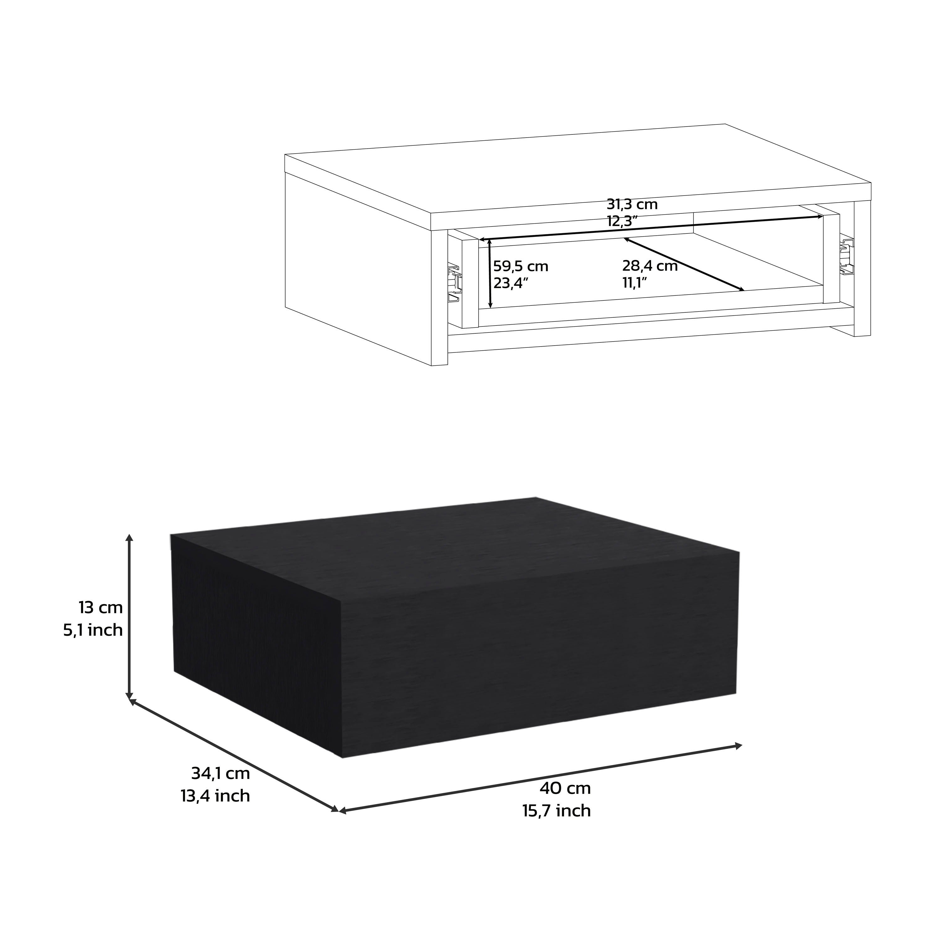 Floating Nightstand with Drawer - Black-American Furniture Outlet