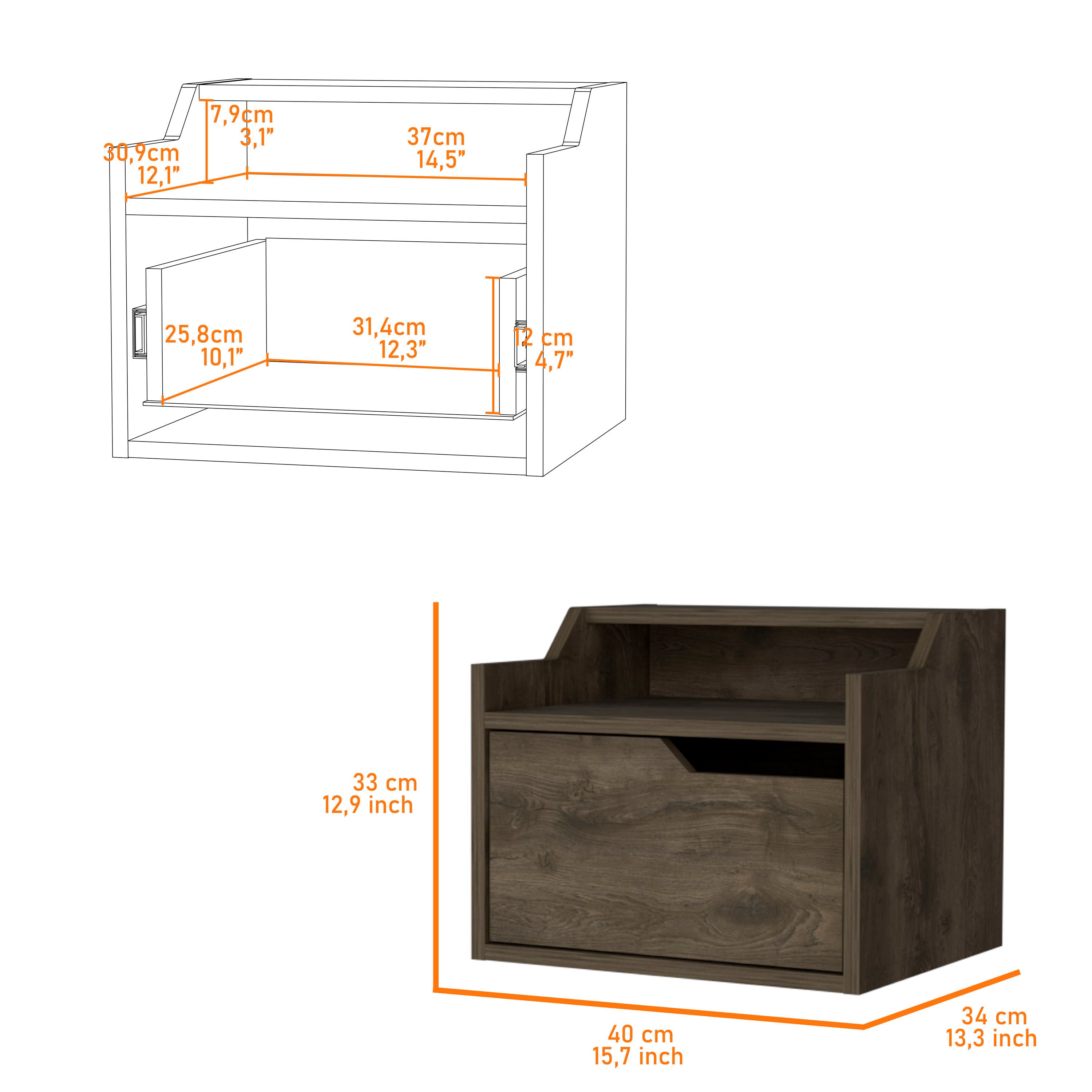 Florence Floating Nightstand w/ Drawer & Shelf-American Furniture Outlet
