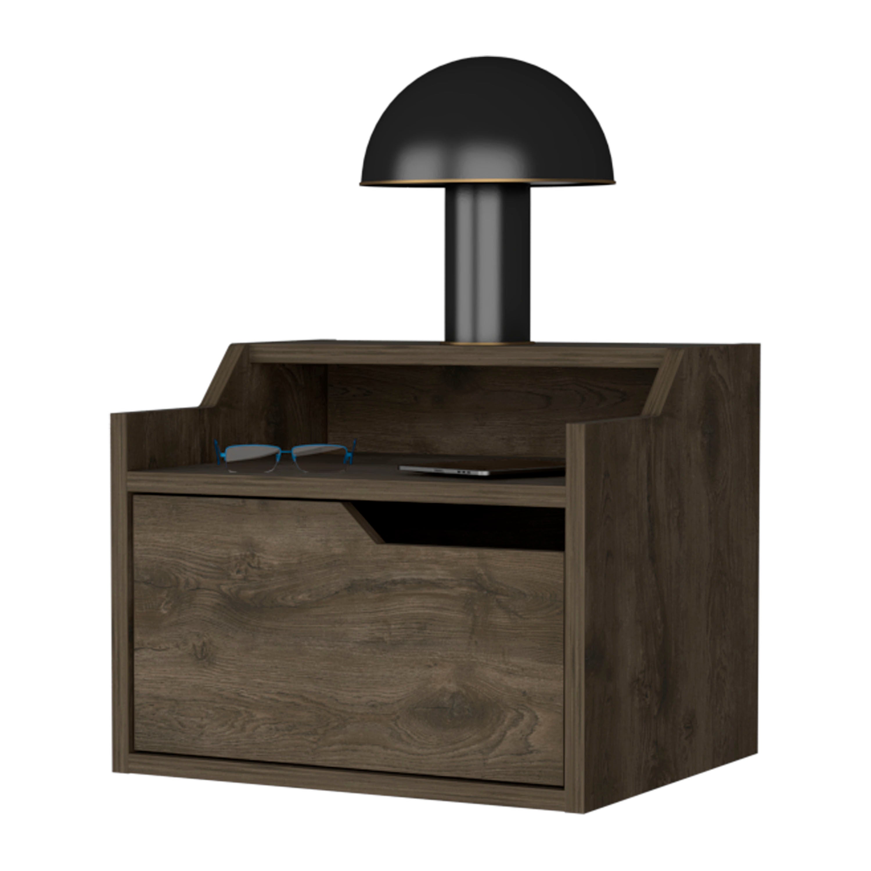 Florence Floating Nightstand w/ Drawer & Shelf-American Furniture Outlet