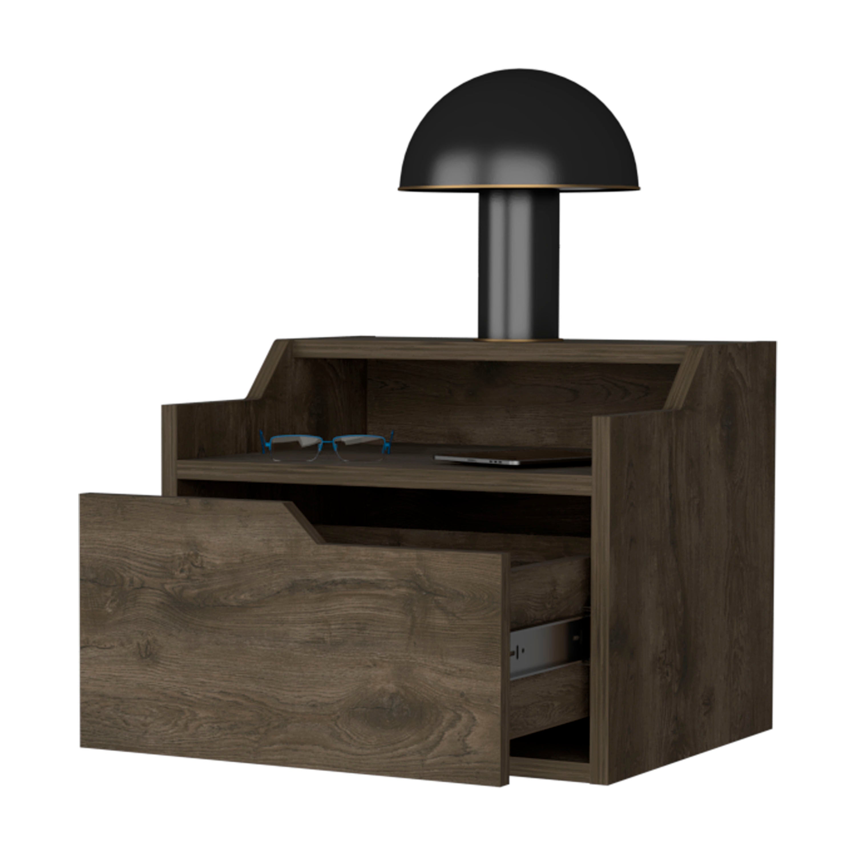 Florence Floating Nightstand w/ Drawer & Shelf-American Furniture Outlet