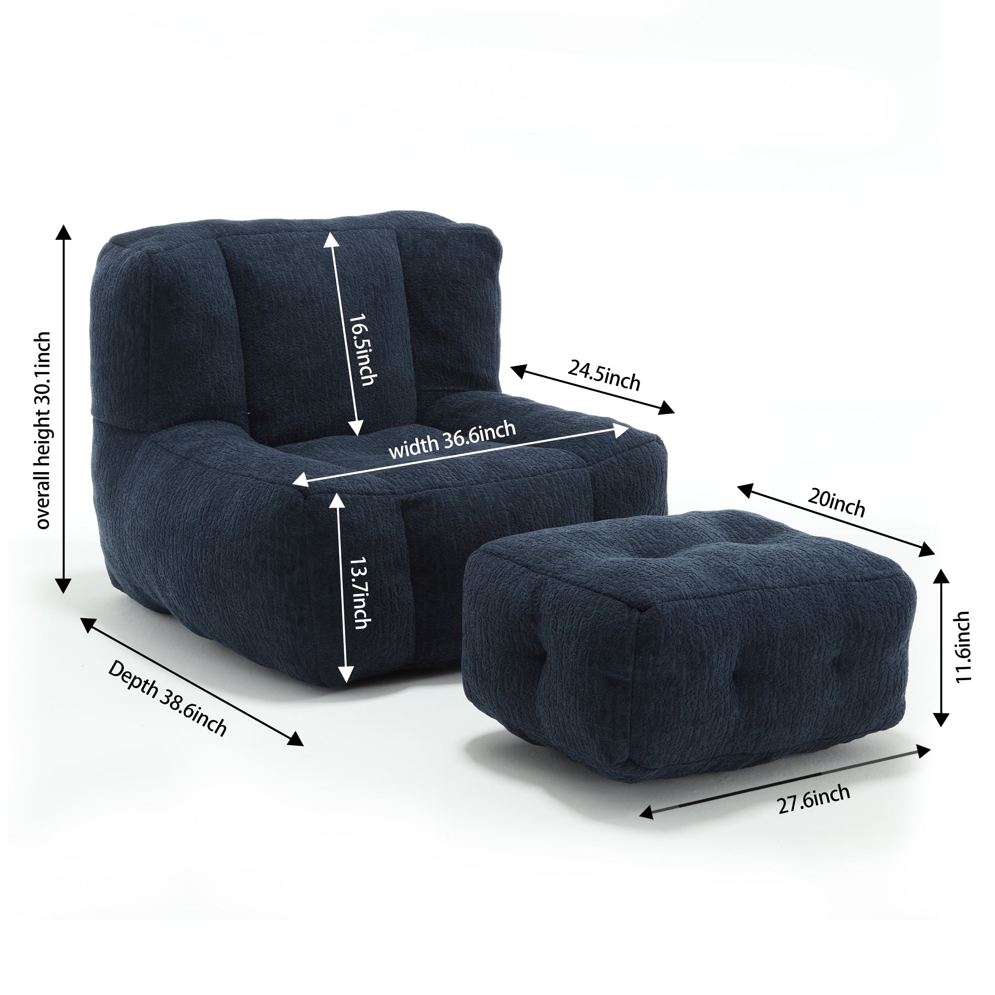 Fluffy Bean Bag Chair with Ottoman-American Furniture Outlet