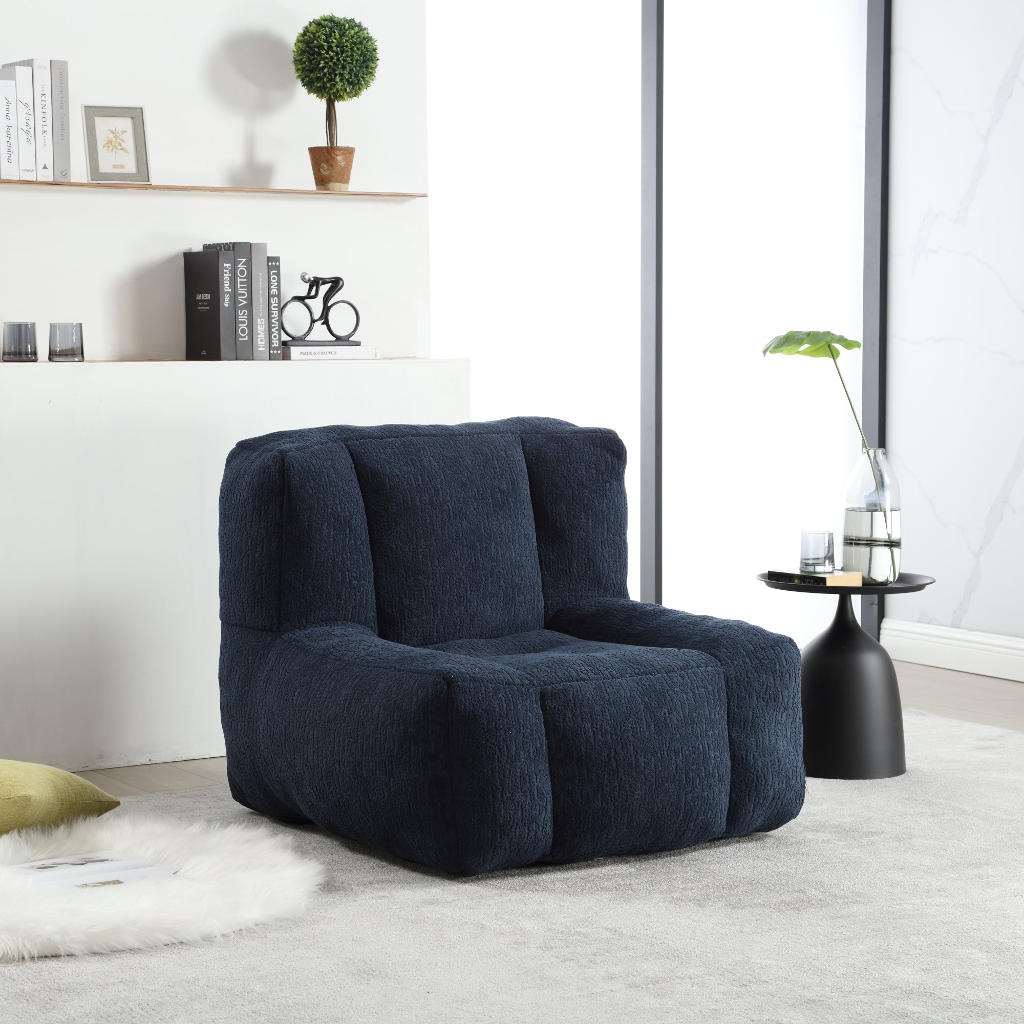 Fluffy Bean Bag Chair with Ottoman-American Furniture Outlet