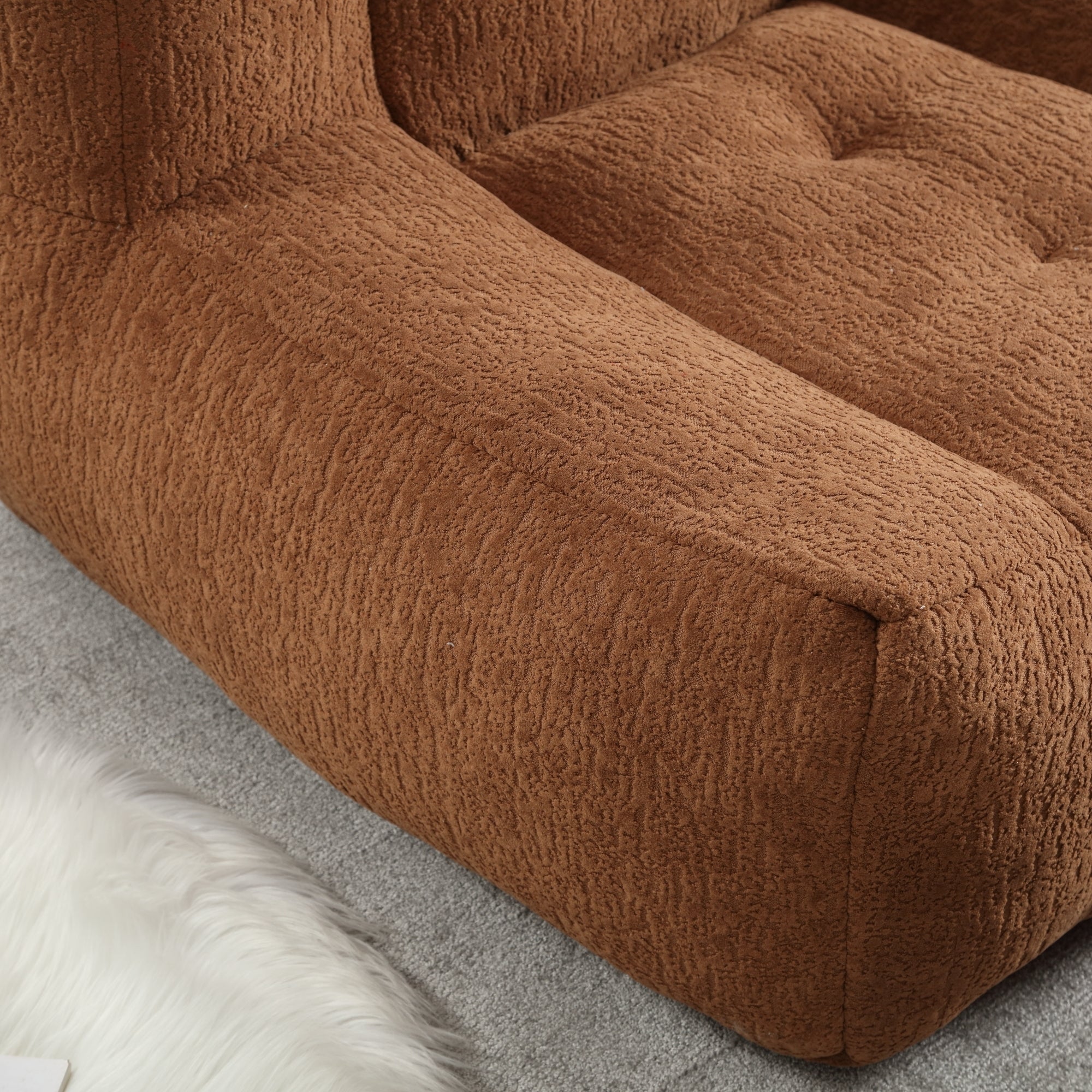 Fluffy Bean Bag Chair with Ottoman | Lazy Sofa-American Furniture Outlet