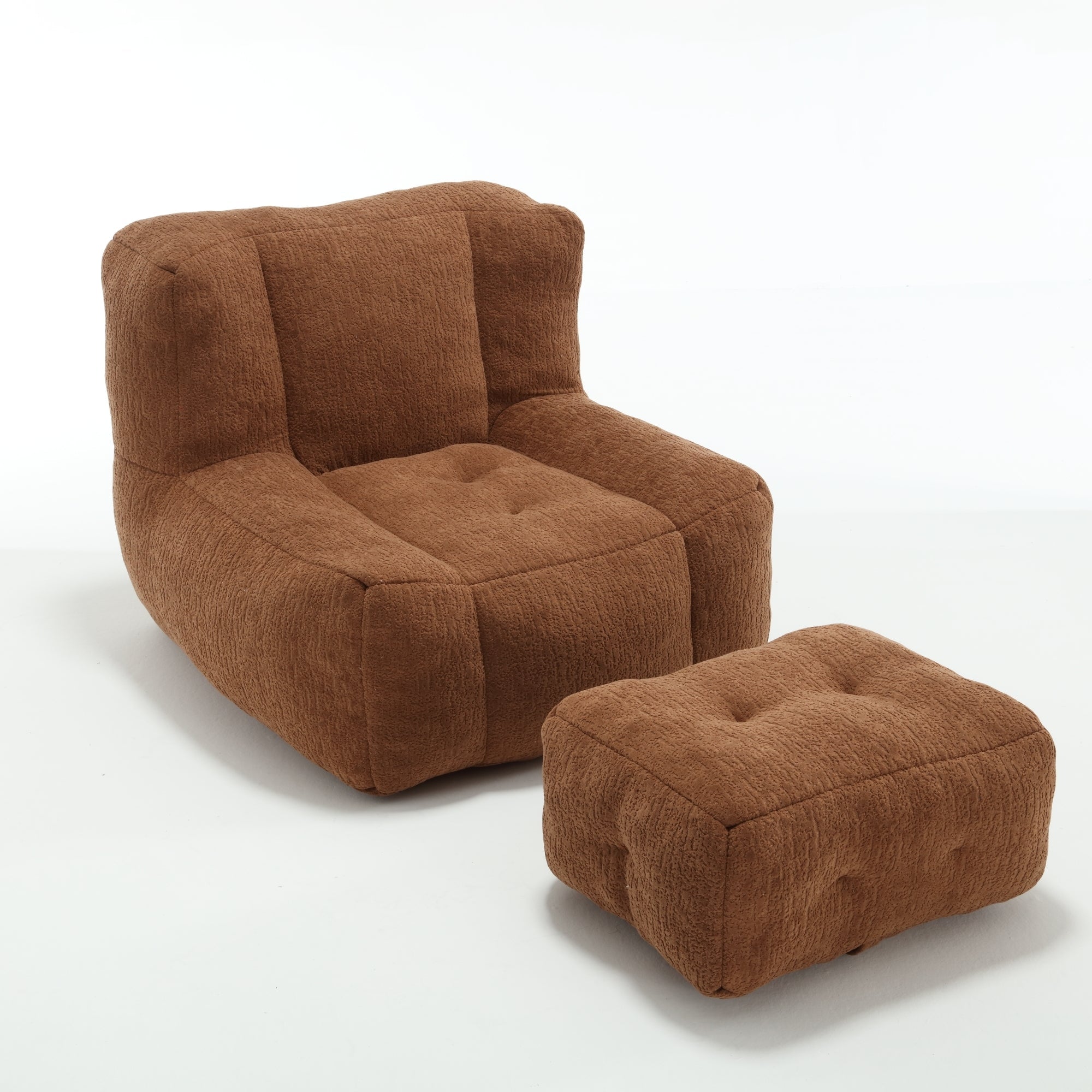 Fluffy Bean Bag Chair with Ottoman | Lazy Sofa-American Furniture Outlet