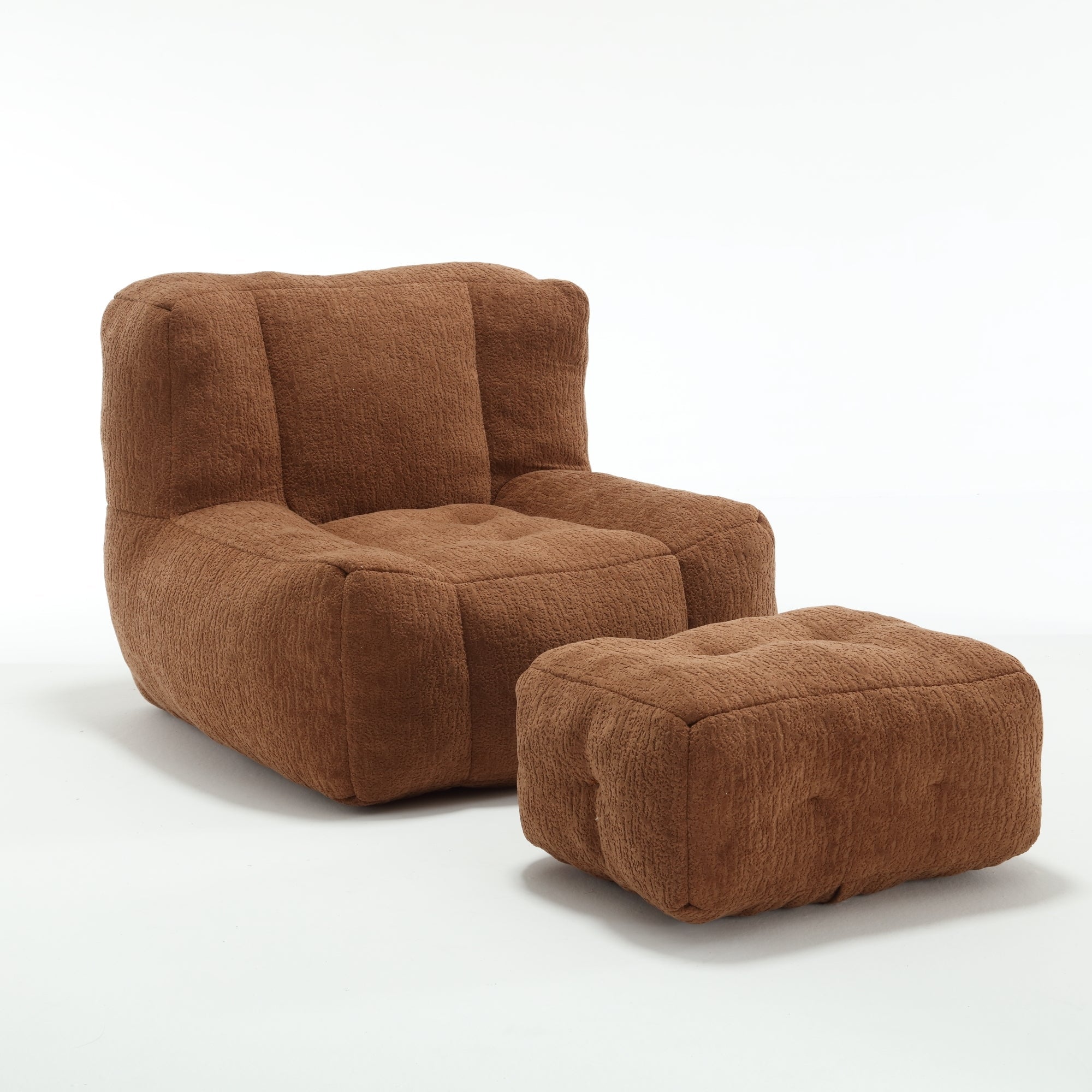 Fluffy Bean Bag Chair with Ottoman | Lazy Sofa-American Furniture Outlet