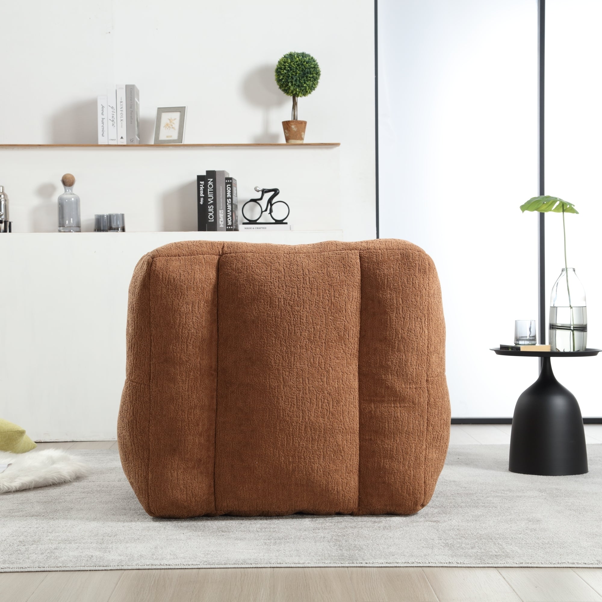 Fluffy Bean Bag Chair with Ottoman | Lazy Sofa-American Furniture Outlet