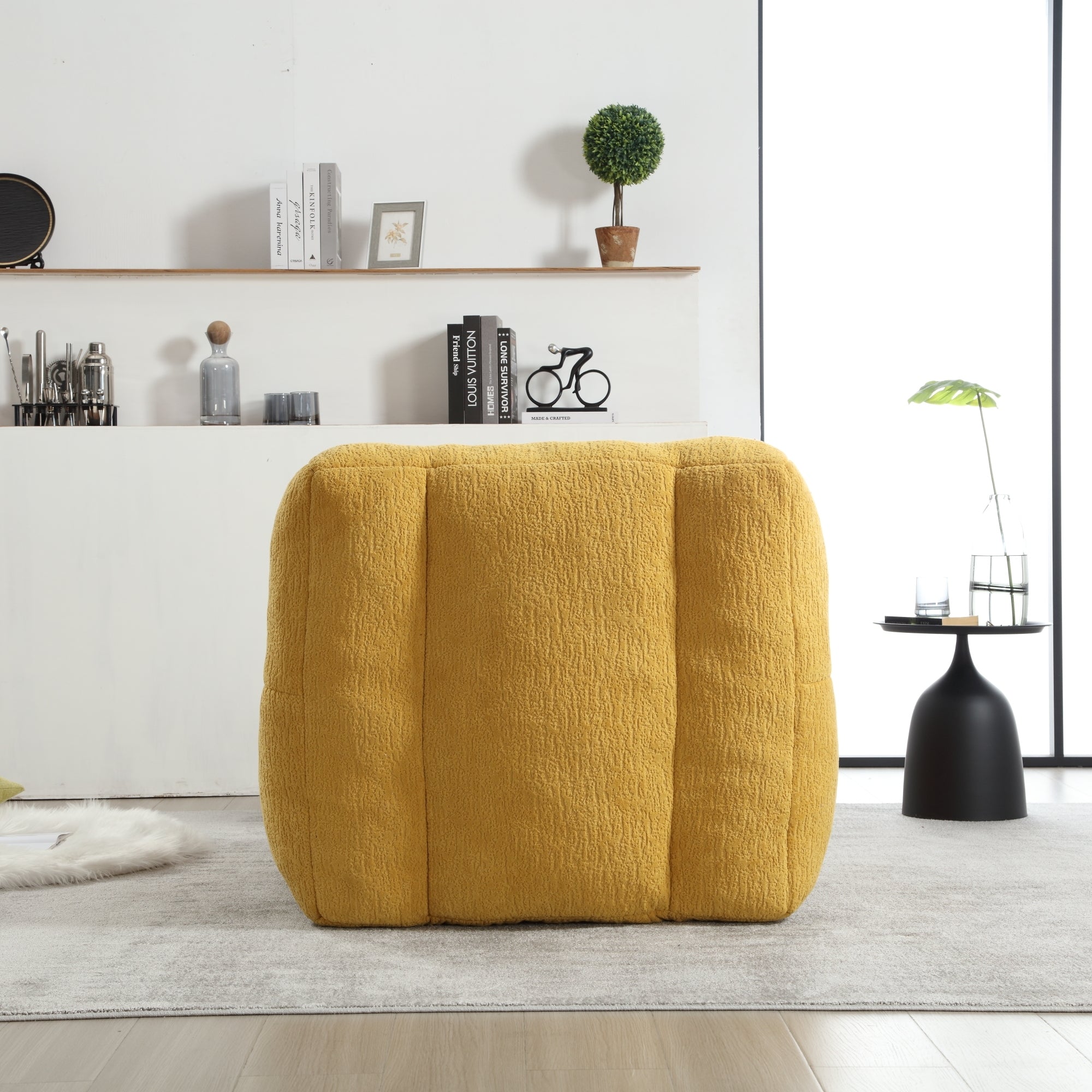 Fluffy Bean Bag Chair with Ottoman - Soft & Comfy-American Furniture Outlet