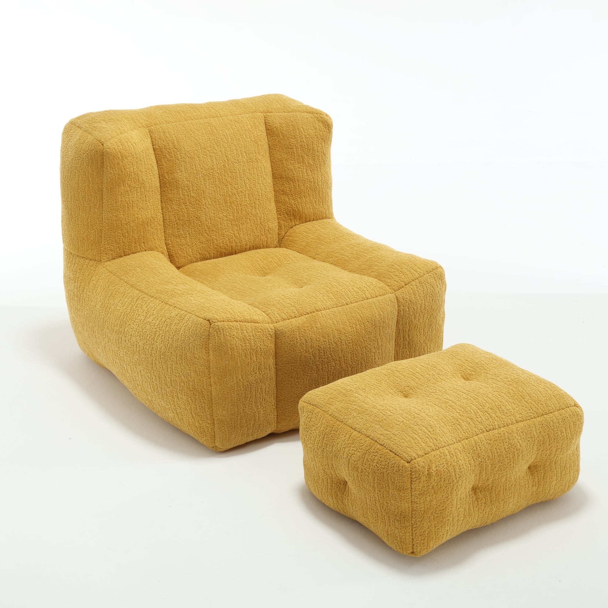 Fluffy Bean Bag Chair with Ottoman - Soft & Comfy-American Furniture Outlet