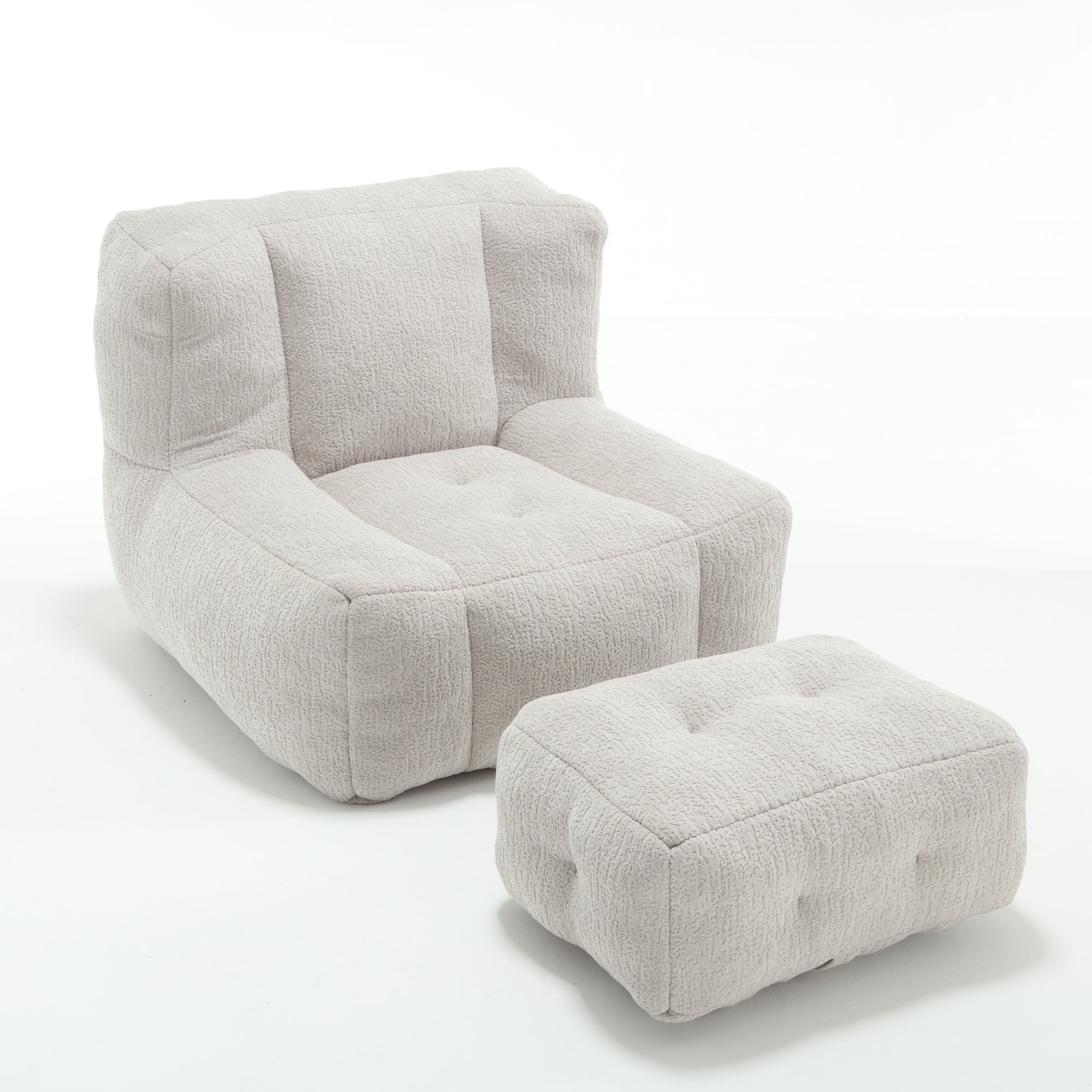 Fluffy Bean Bag Chair with Ottoman | Soft & Comfy-American Furniture Outlet