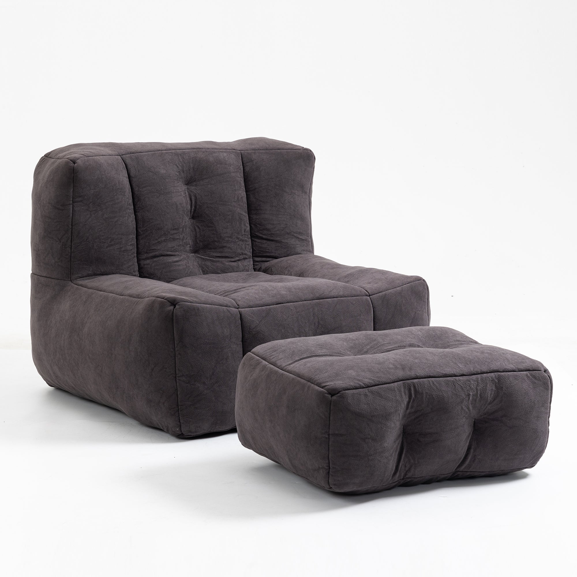 Fluffy Bean Bag Chair with Ottoman | Soft & Comfy-American Furniture Outlet