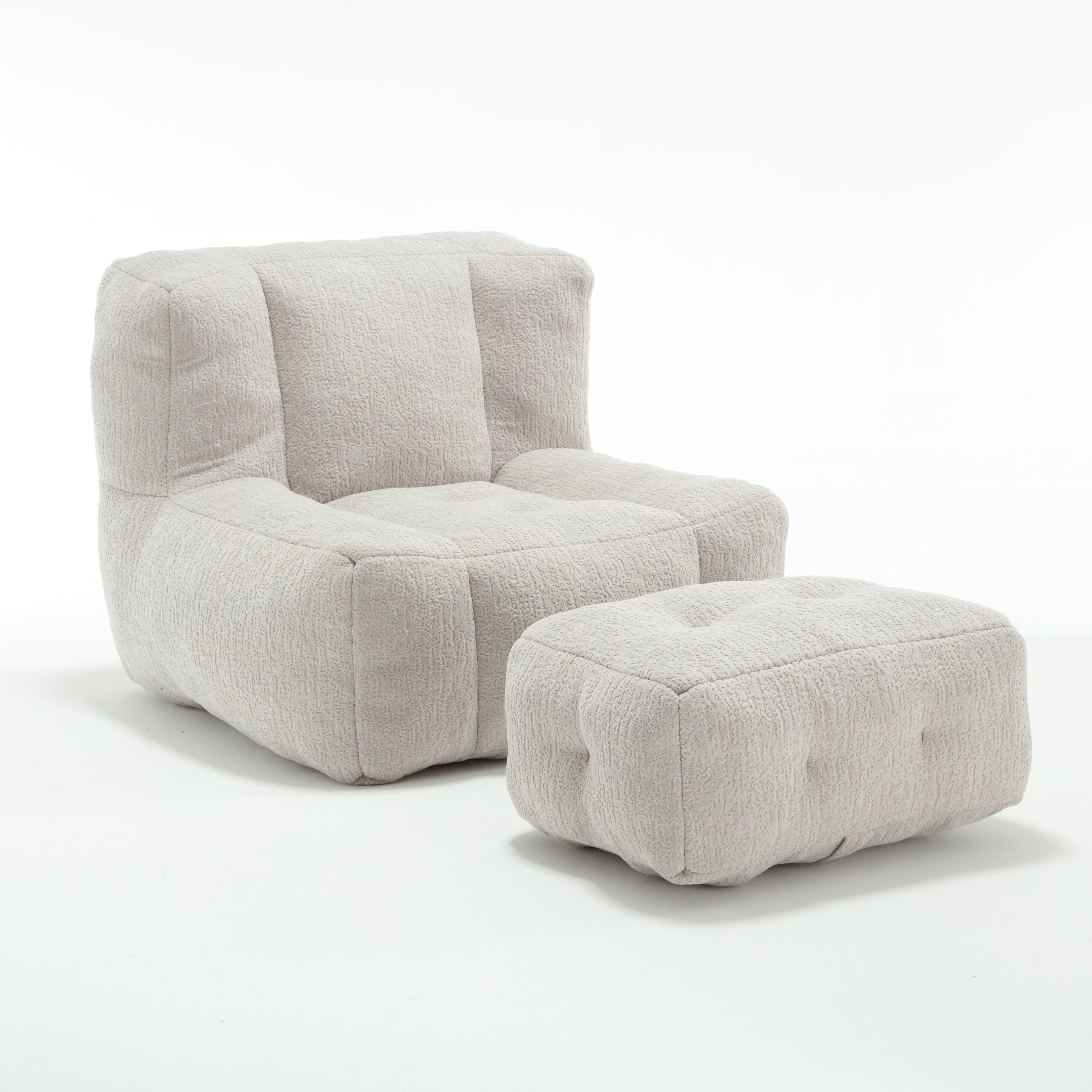 Fluffy Bean Bag Chair with Ottoman | Soft & Comfy-American Furniture Outlet