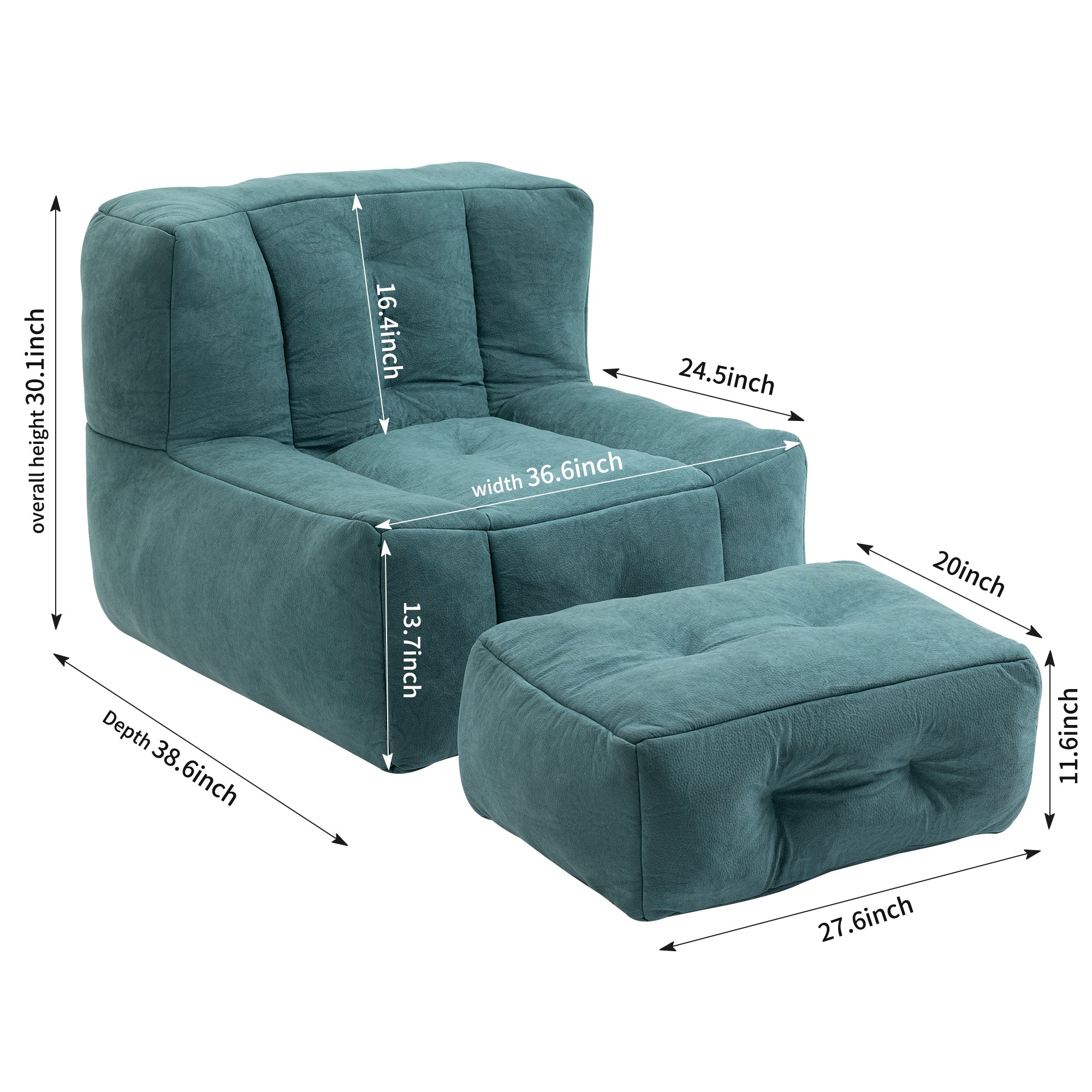 Fluffy Bean Bag Chair with Ottoman | Soft & Comfy-American Furniture Outlet