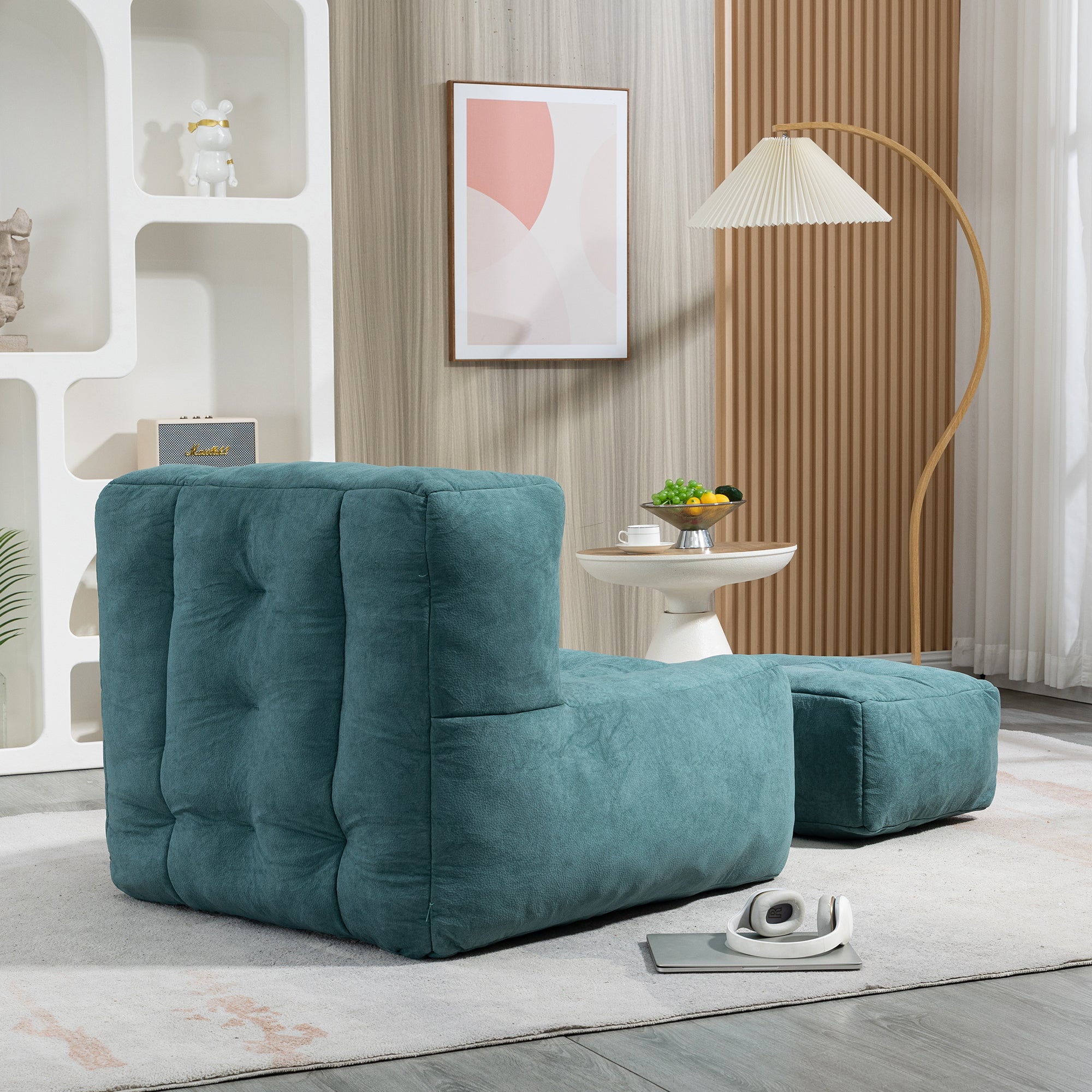 Fluffy Bean Bag Chair with Ottoman | Soft & Comfy-American Furniture Outlet