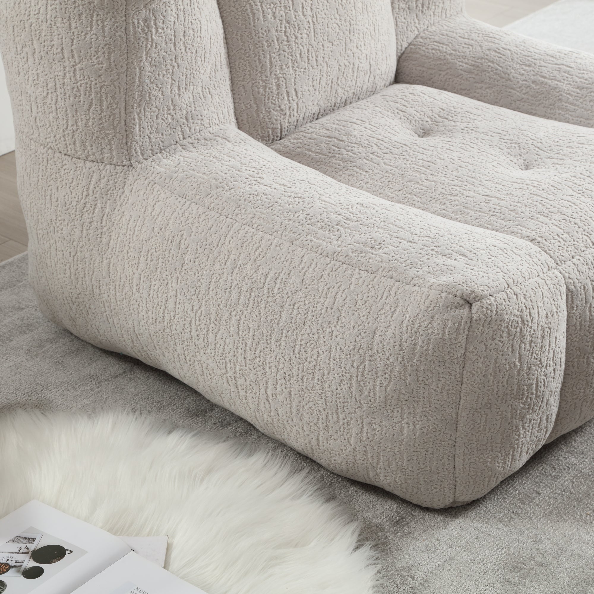 Fluffy Bean Bag Chair with Ottoman | Soft & Comfy-American Furniture Outlet