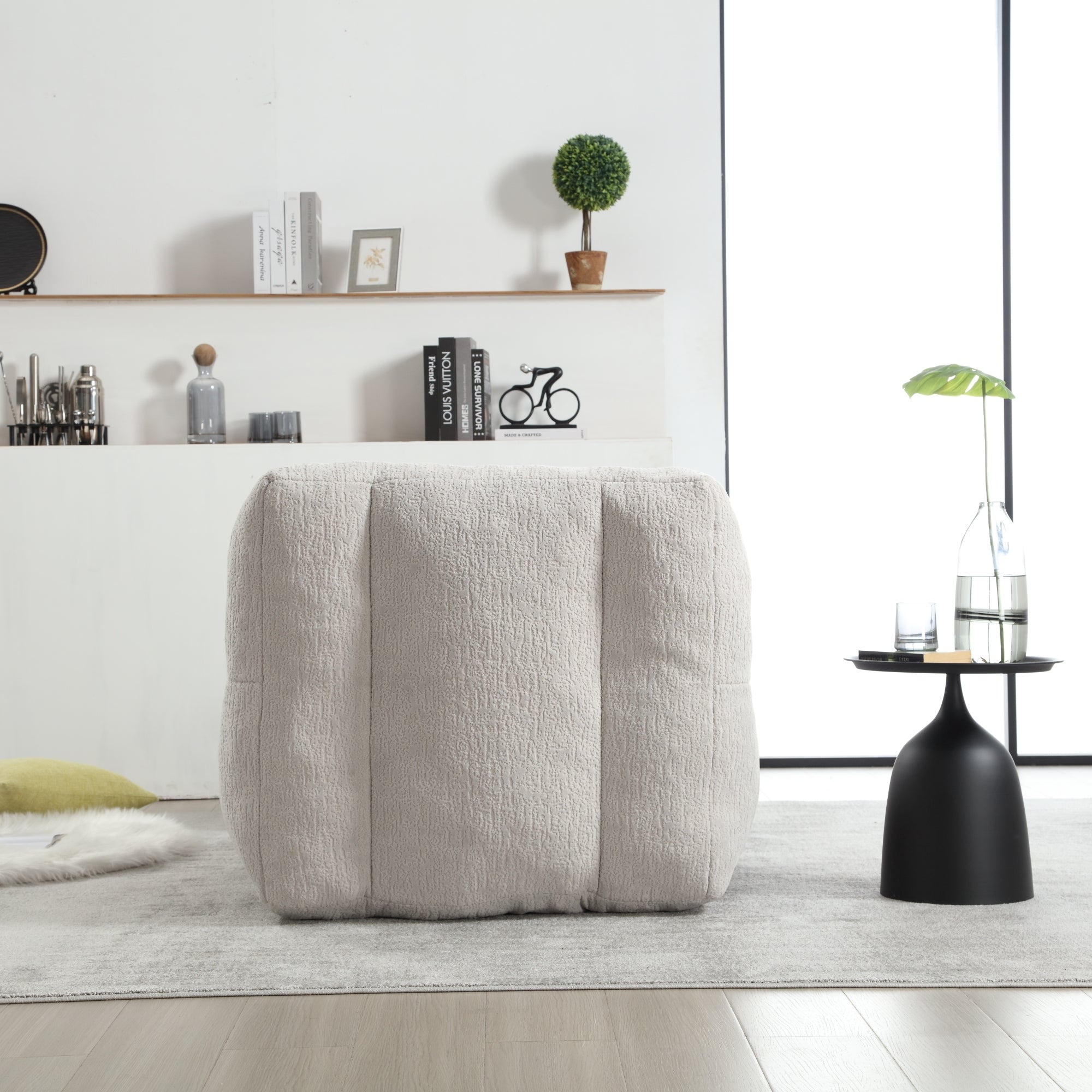 Fluffy Bean Bag Chair with Ottoman | Soft & Comfy-American Furniture Outlet