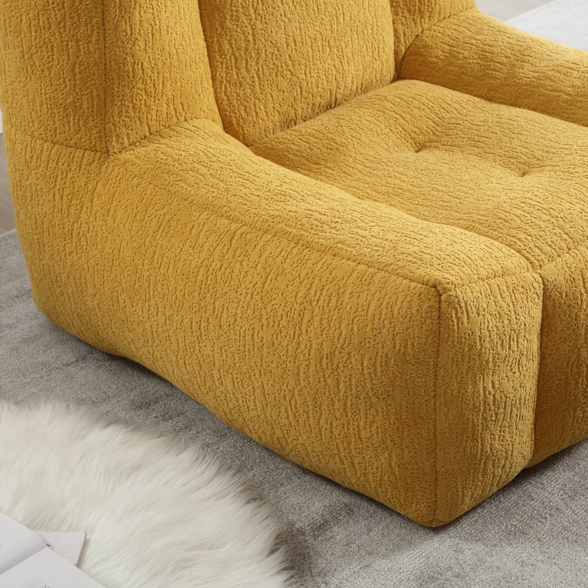 Fluffy Bean Bag Chair with Ottoman - Soft & Comfy-American Furniture Outlet