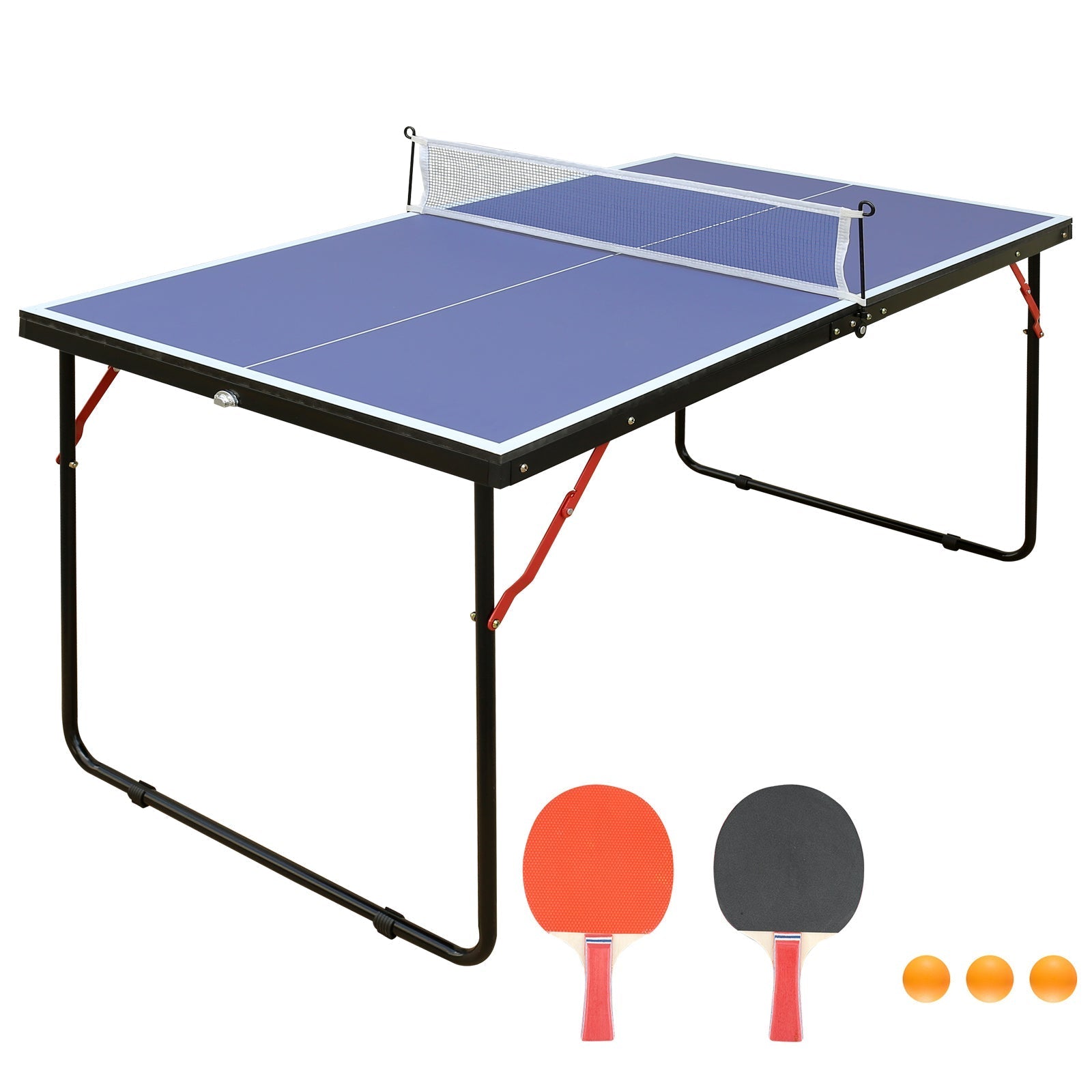 Foldable Ping Pong Table - Portable w/Net & Paddles-American Furniture Outlet