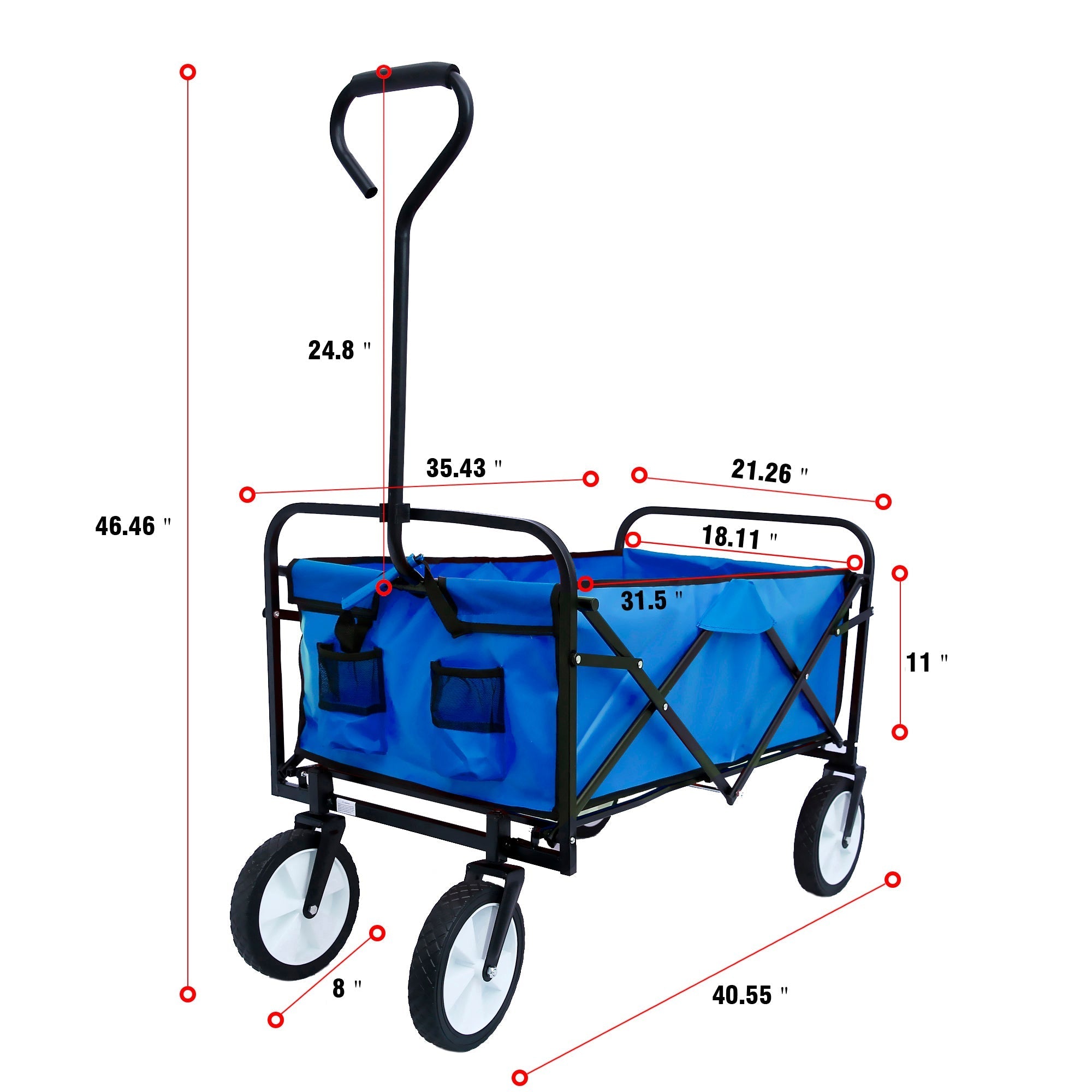 Folding Wagon Garden Shopping Beach Cart - Blue-American Furniture Outlet