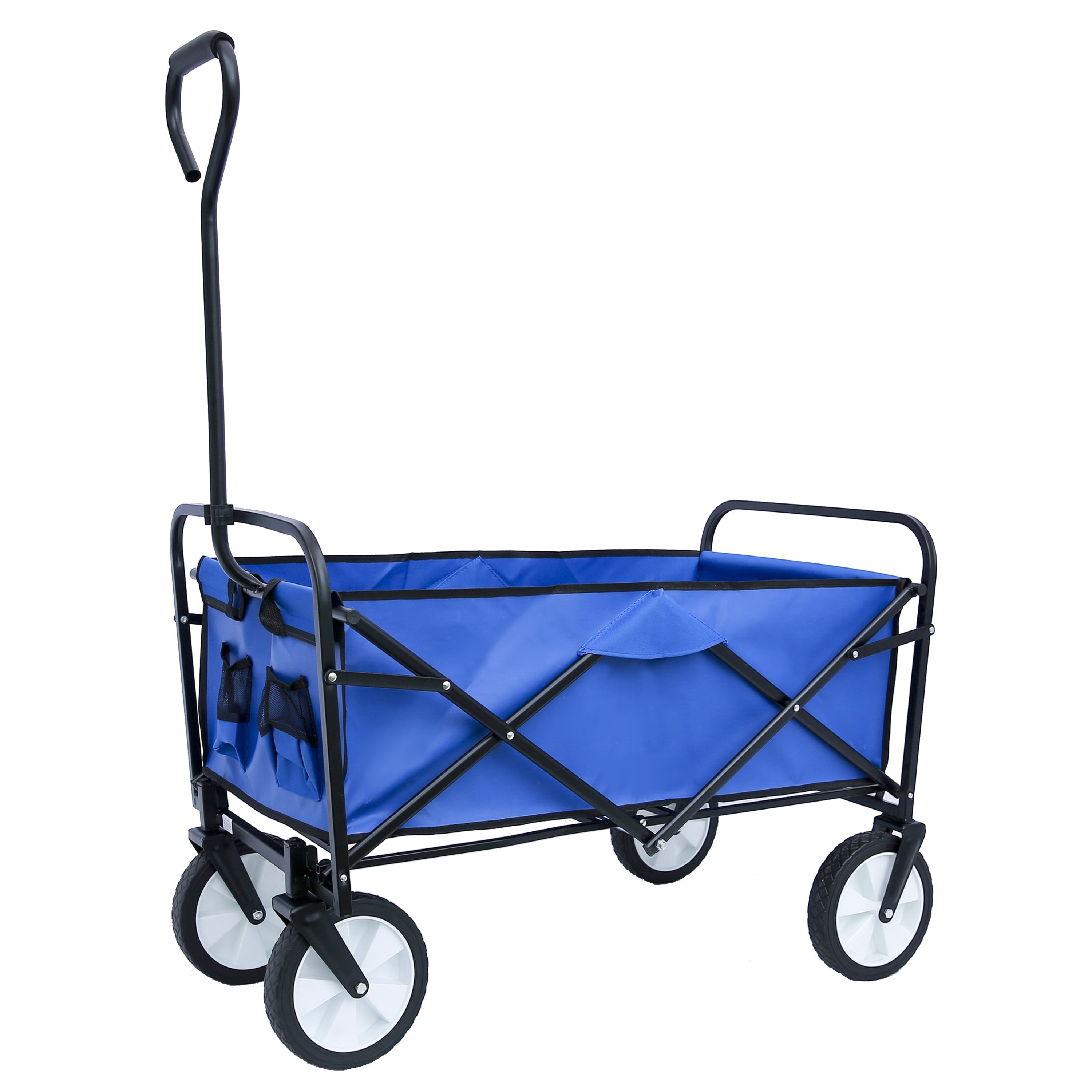 Folding Wagon Garden Shopping Beach Cart - Blue-American Furniture Outlet