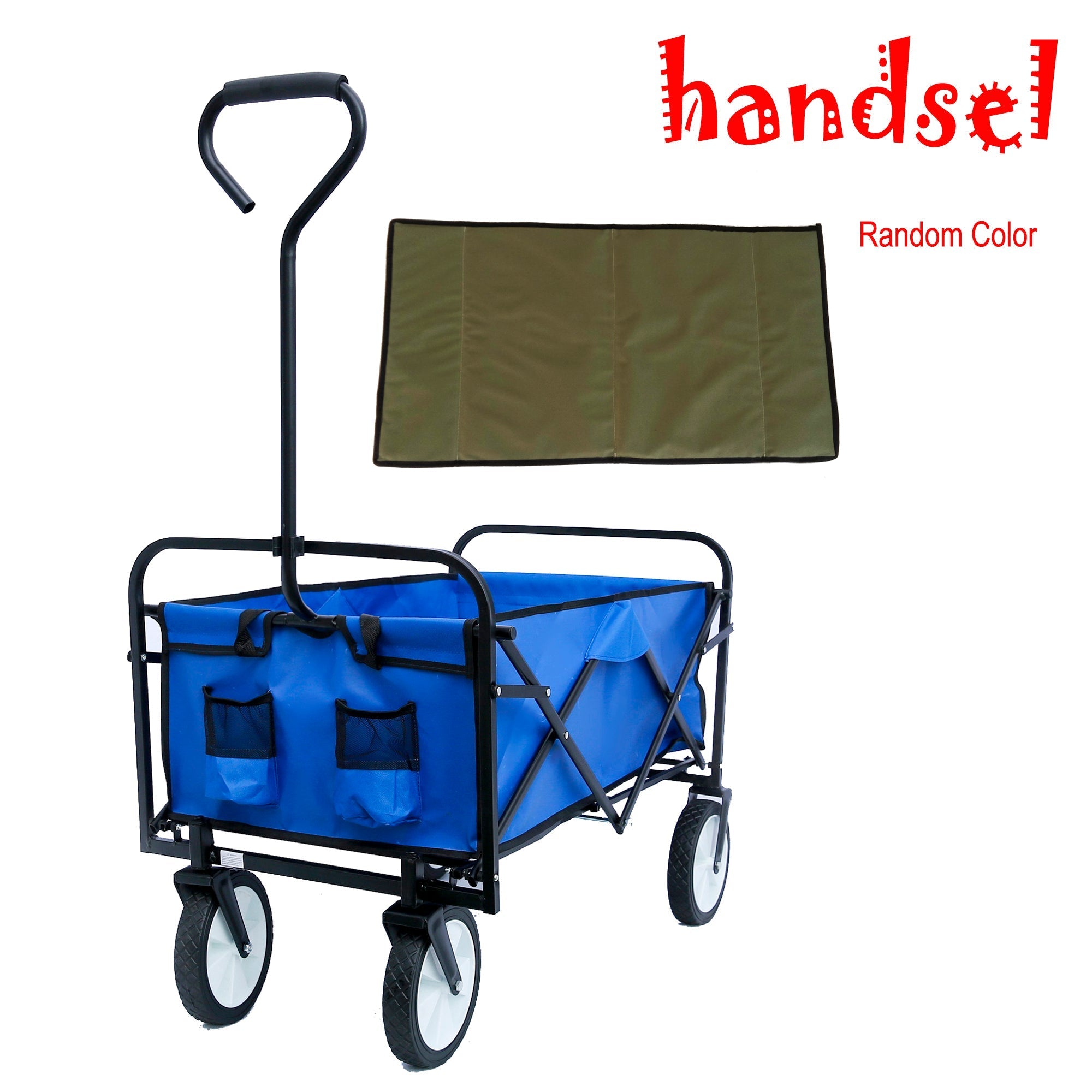 Folding Wagon Garden Shopping Beach Cart - Blue-American Furniture Outlet