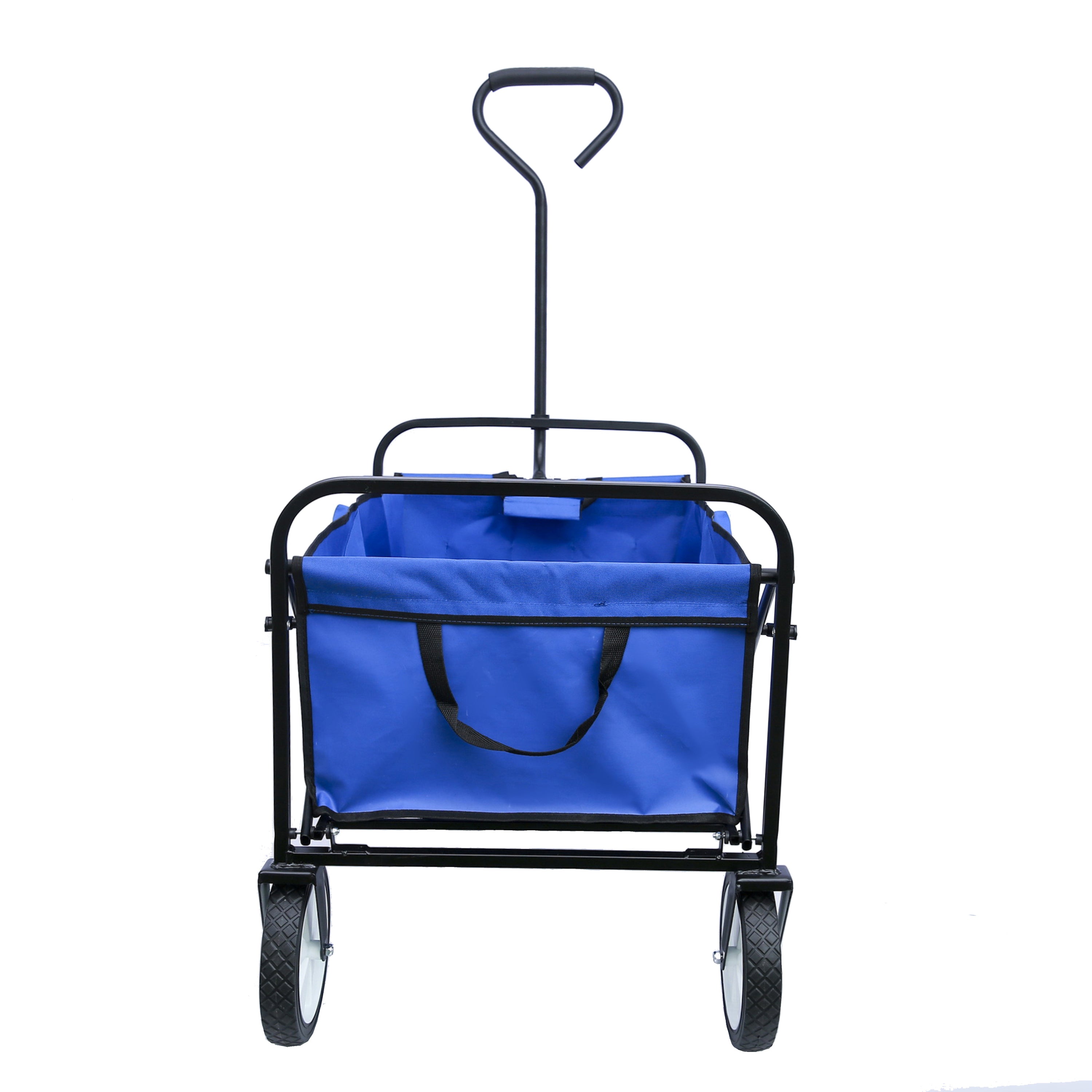 Folding Wagon Garden Shopping Beach Cart - Blue-American Furniture Outlet