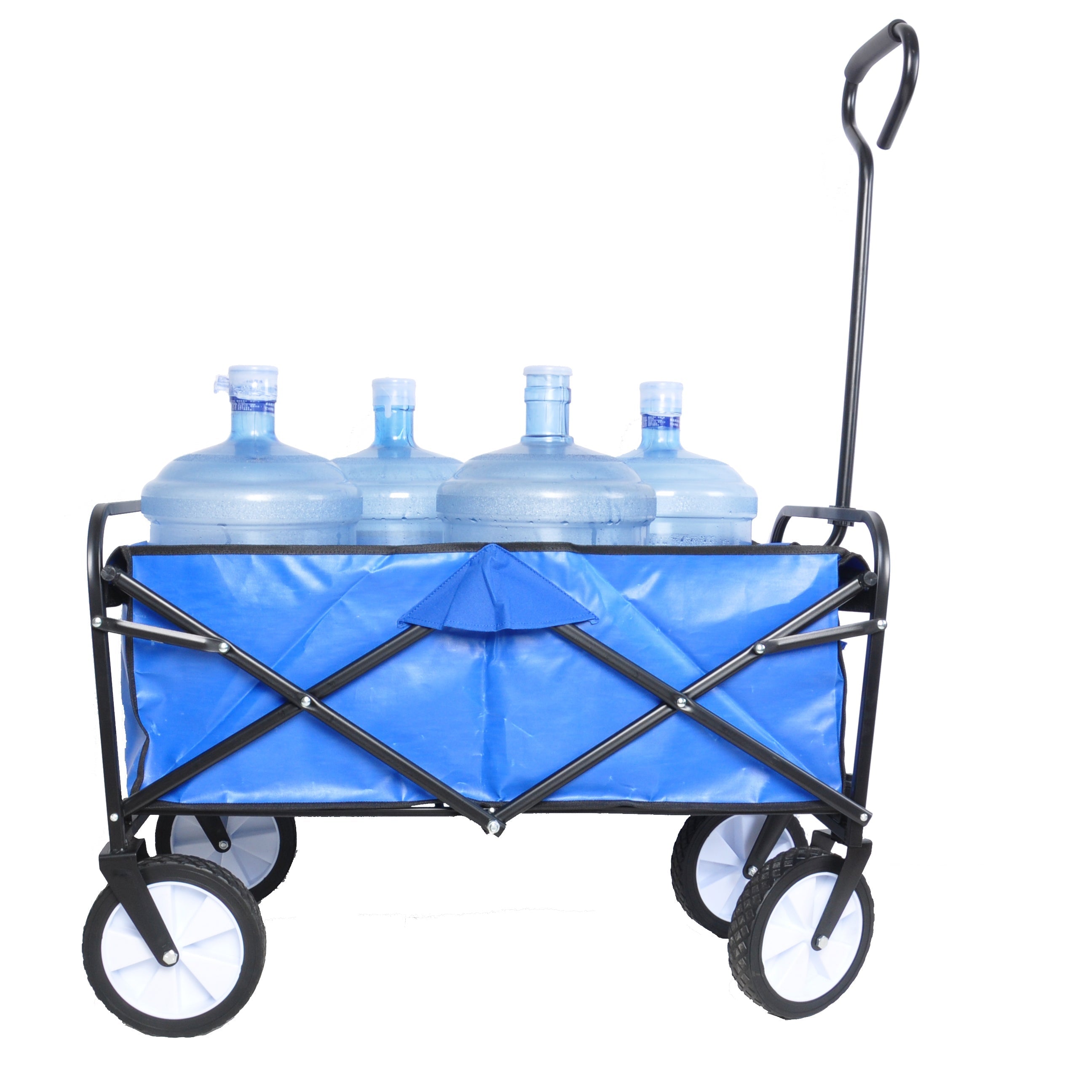 Folding Wagon Garden Shopping Beach Cart - Blue-American Furniture Outlet