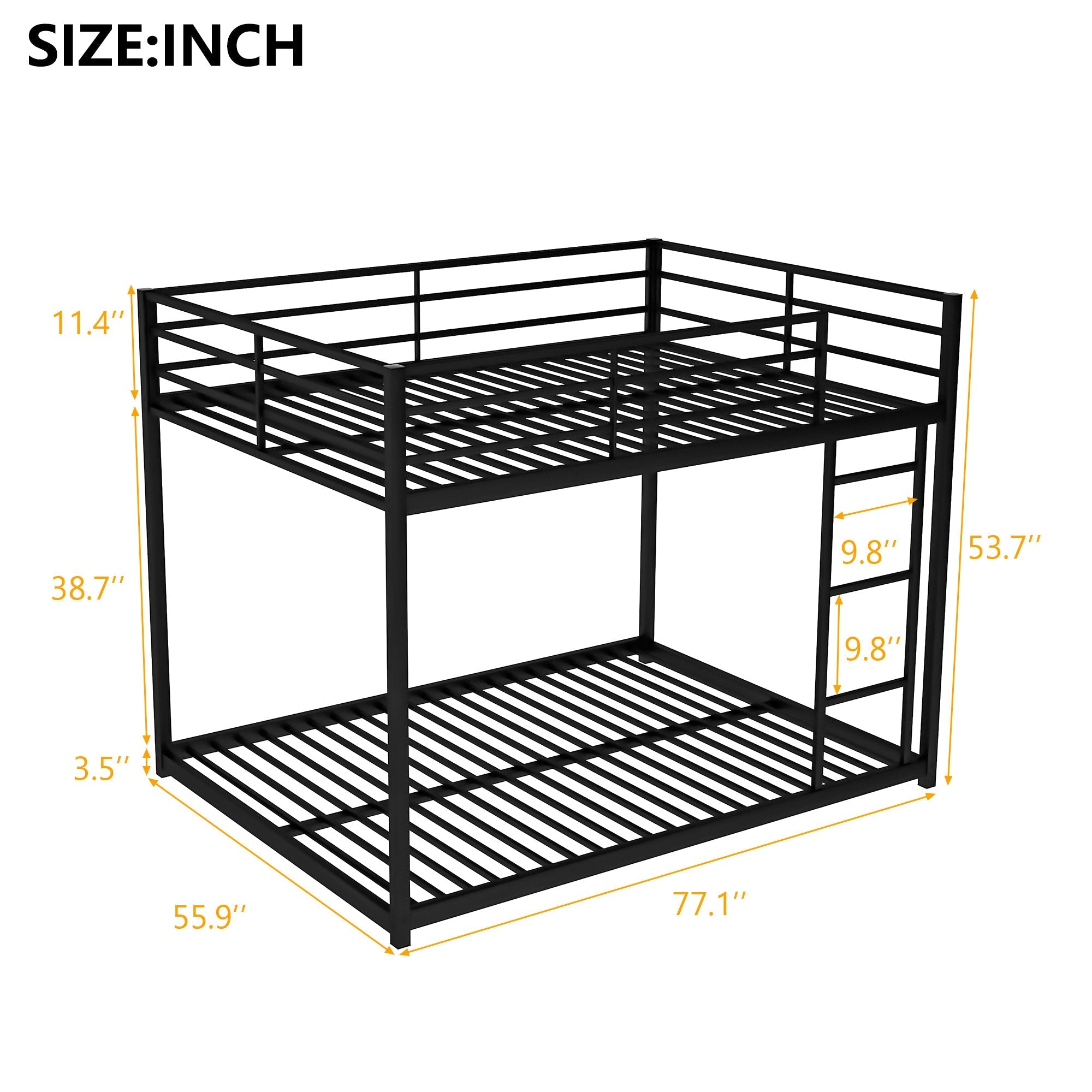 Full Over Full Metal Bunk Bed | Black-American Furniture Outlet