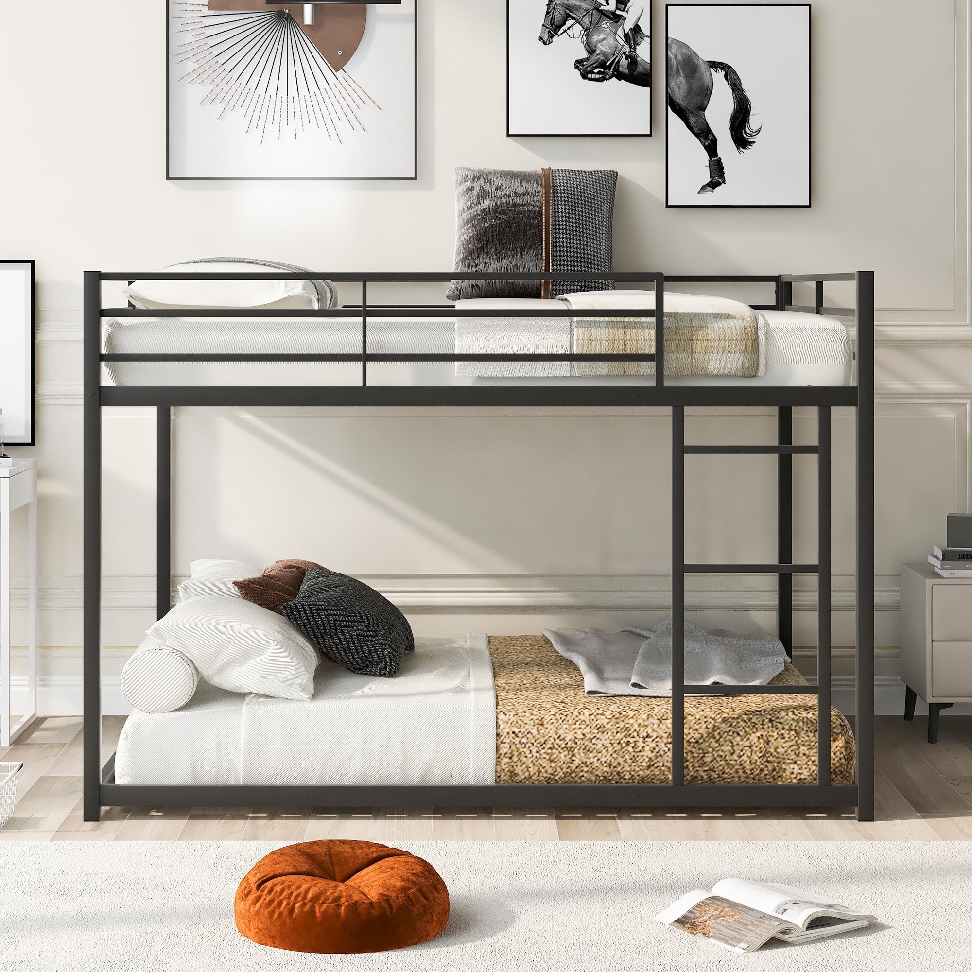 Full Over Full Metal Bunk Bed | Black-American Furniture Outlet