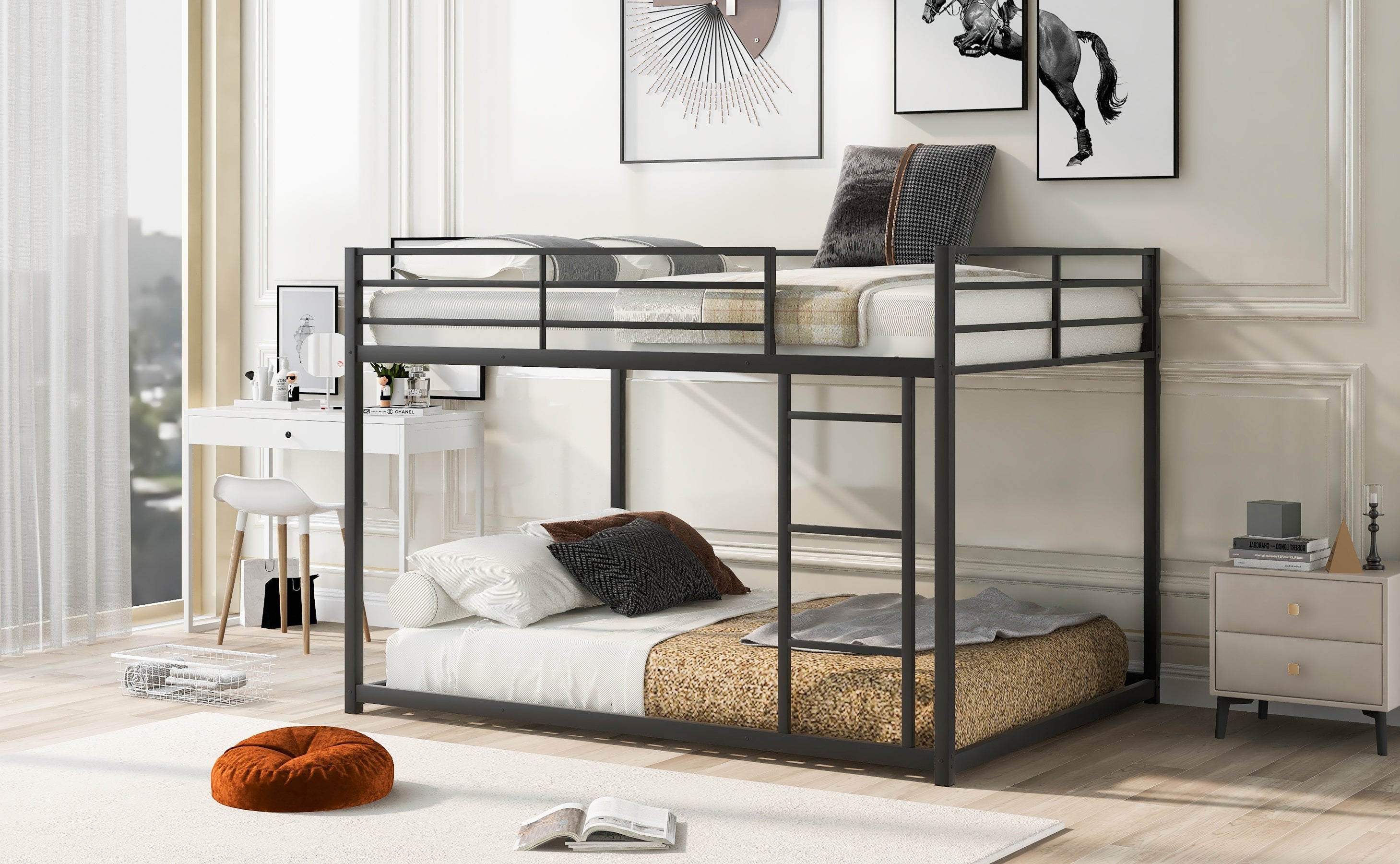 Full Over Full Metal Bunk Bed | Black-American Furniture Outlet