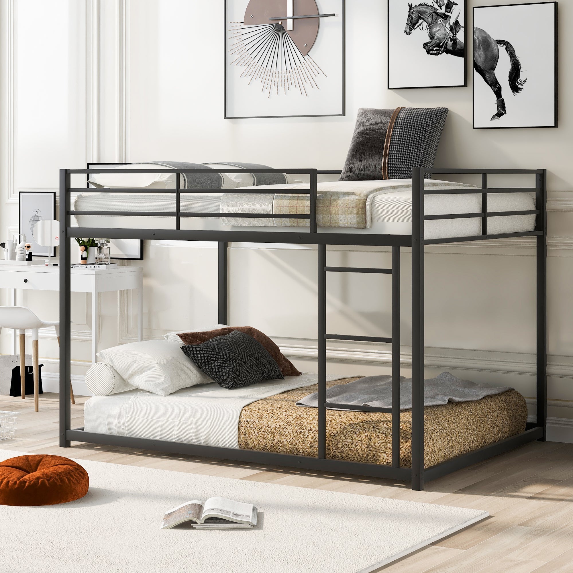 Full Over Full Metal Bunk Bed | Black-American Furniture Outlet