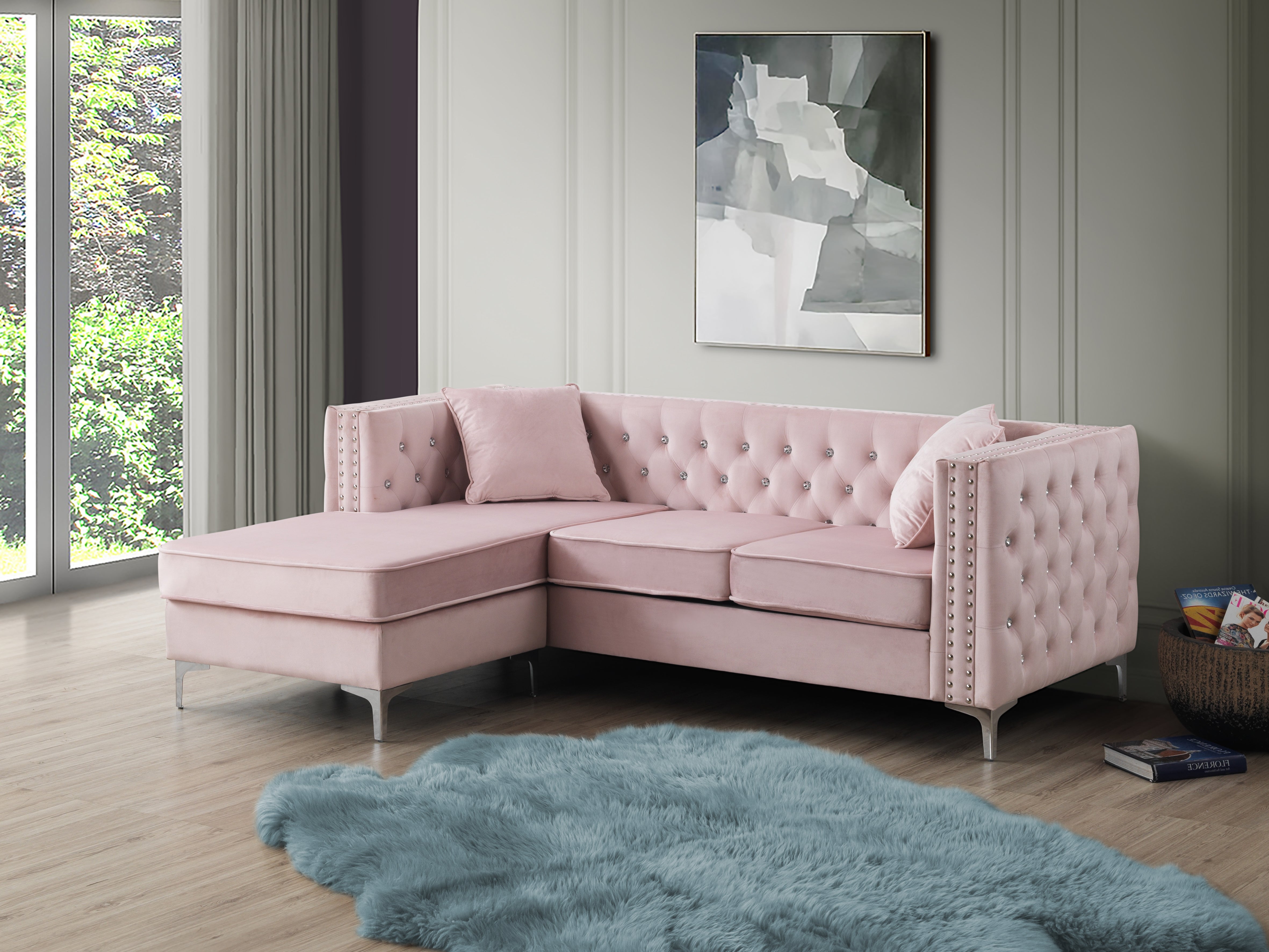 Paige G824B-SC Pink Sofa Chaise - Modern & Stylish