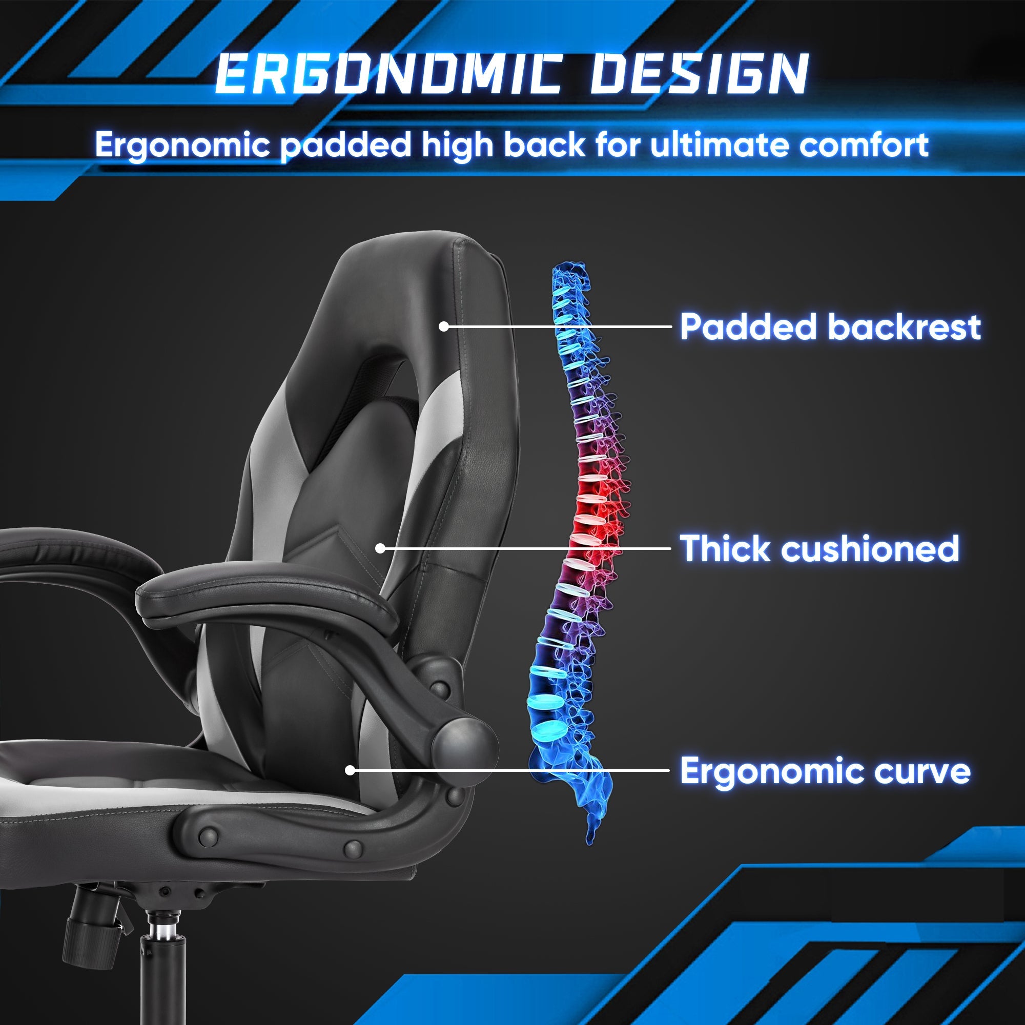 Gaming Chair - Ergonomic PU Leather Computer Chair-American Furniture Outlet